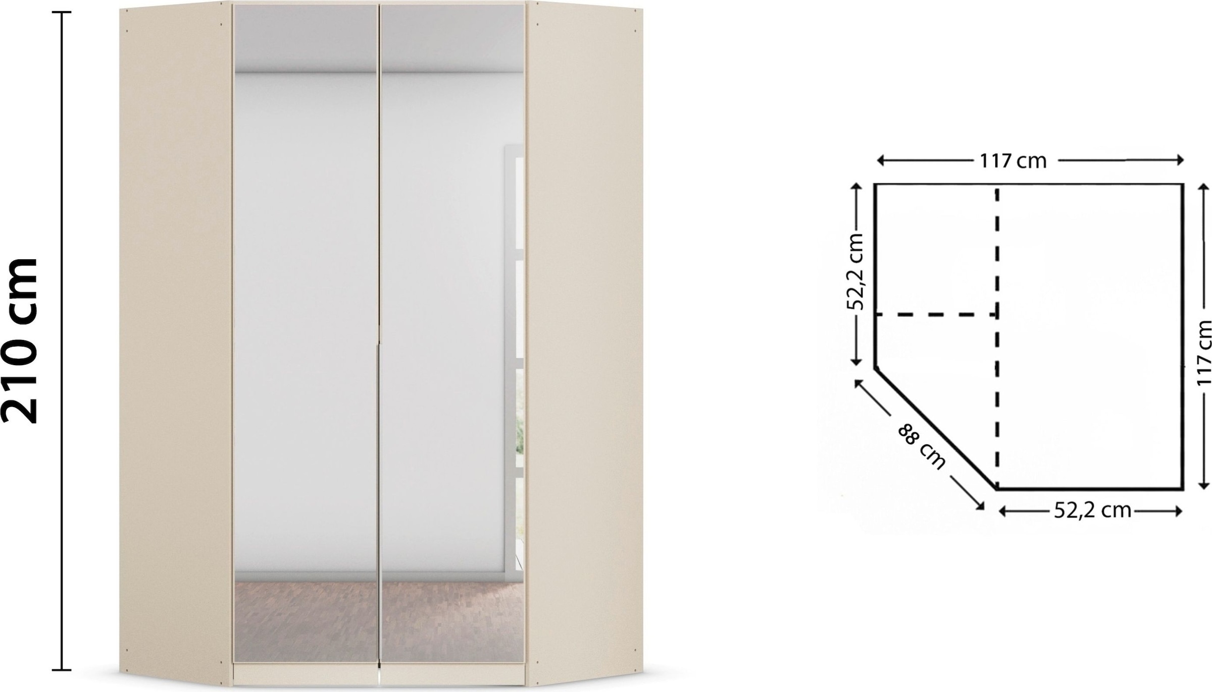 GOODproduct Kleiderschrank »Eckschrank Mehrzweckschrank Ankleide Schlafzimmer Garderobe AGORDO« Kaschmir, voll ausgestattet mit viel Stauraum MADE IN GERMANY