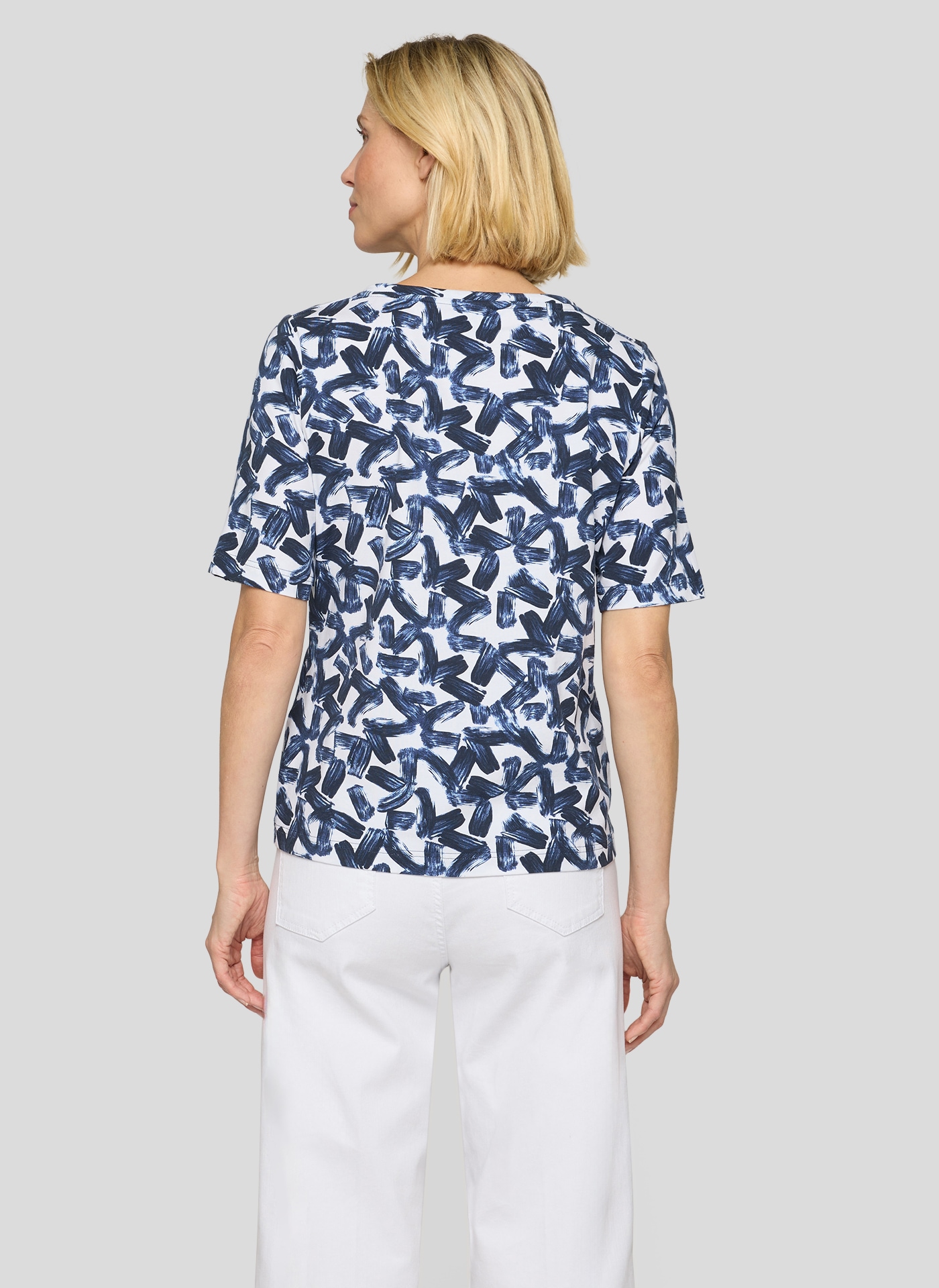 Rabe Shirt à col rond mit Allover-Muster