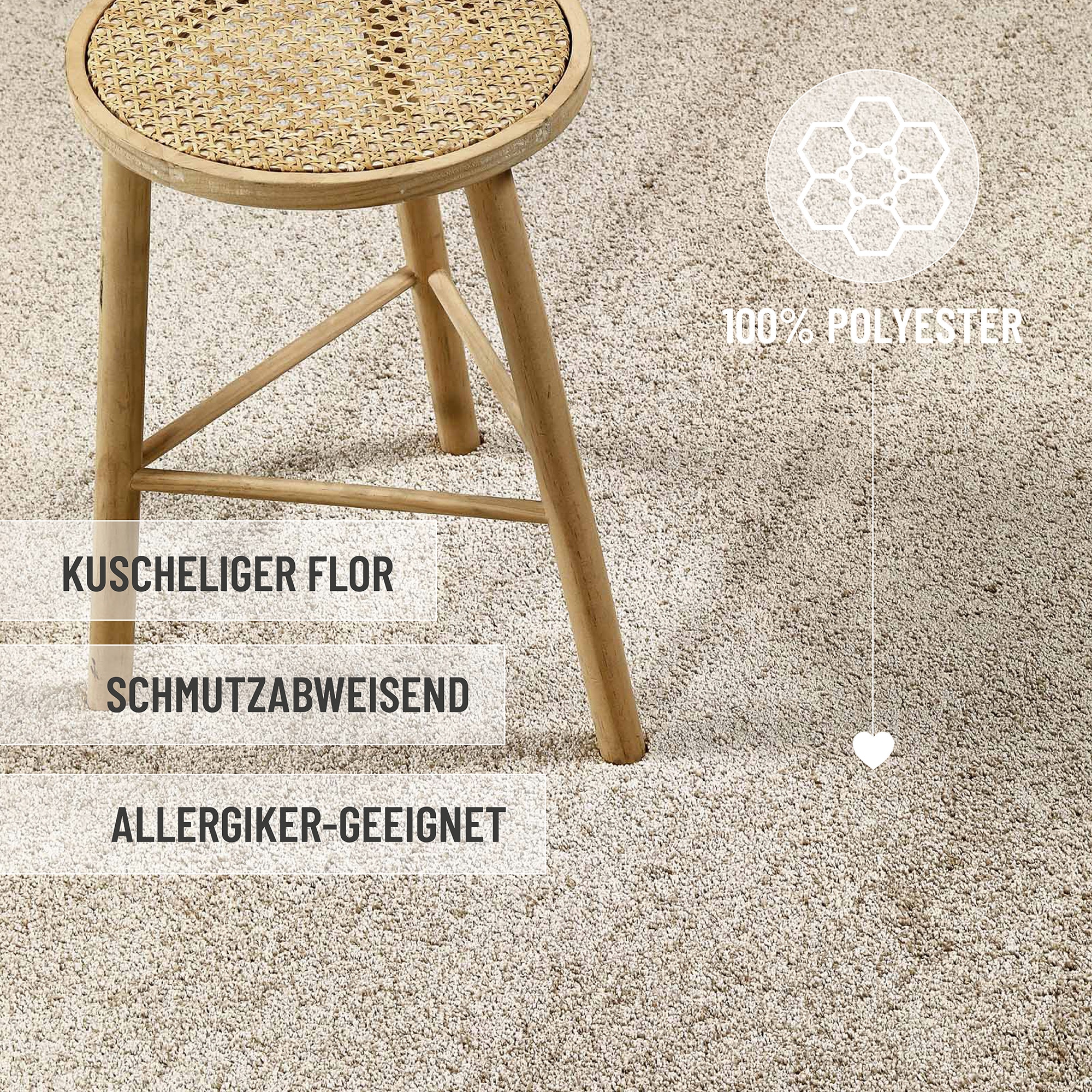 Wecon home Basics Tapis à poils longs »Nova« Rond 25 mm Höhe shaggy, tissé, robuste, salon, chambre