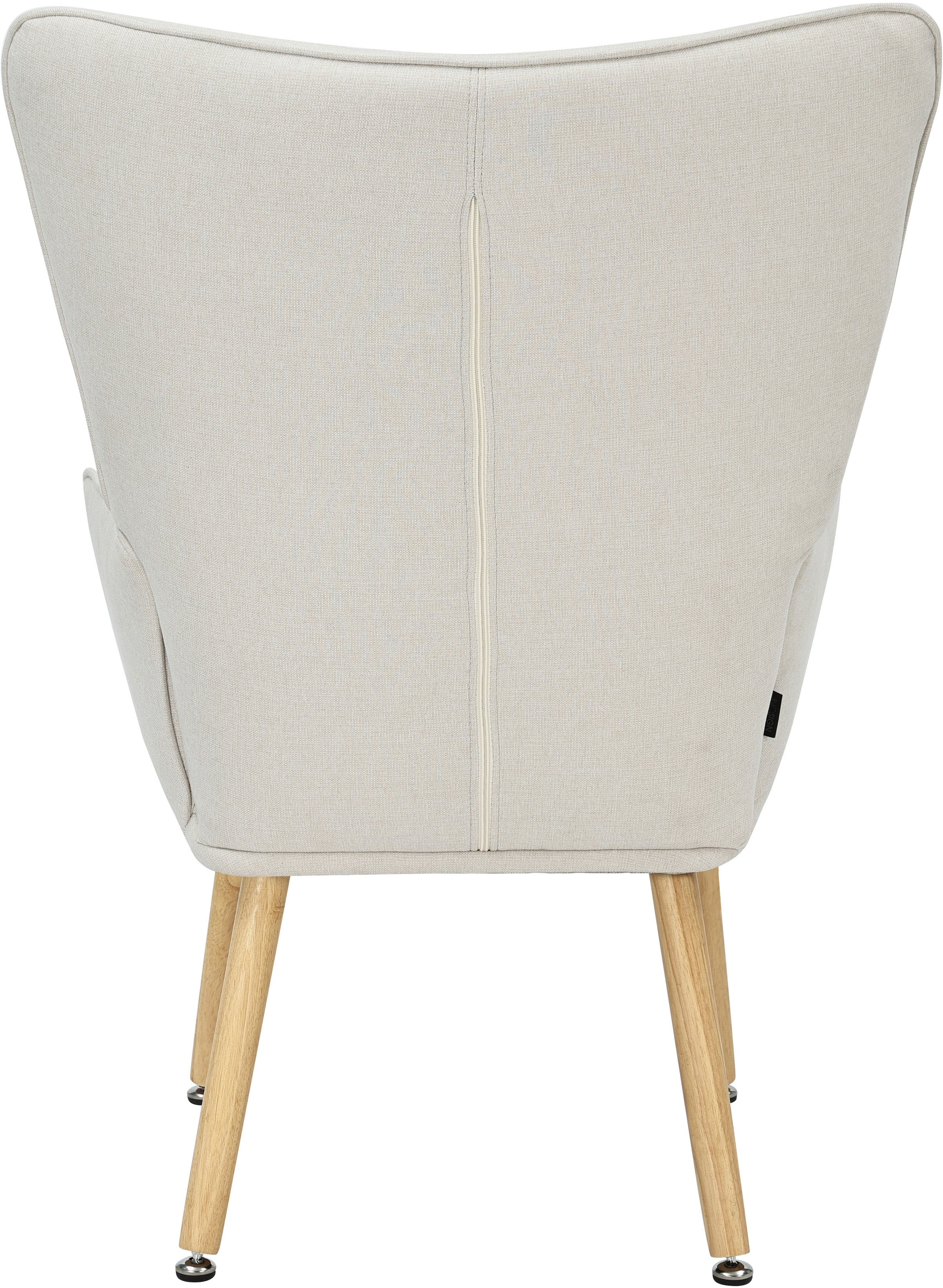 INOSIGN Ohrensessel »PERHAM, Sessel mit Hocker im Set, Knopfheftung, Massivholz-Füsse,«, komfortabler Relaxsessel und Sitz-Hocker mit Strukturbezug