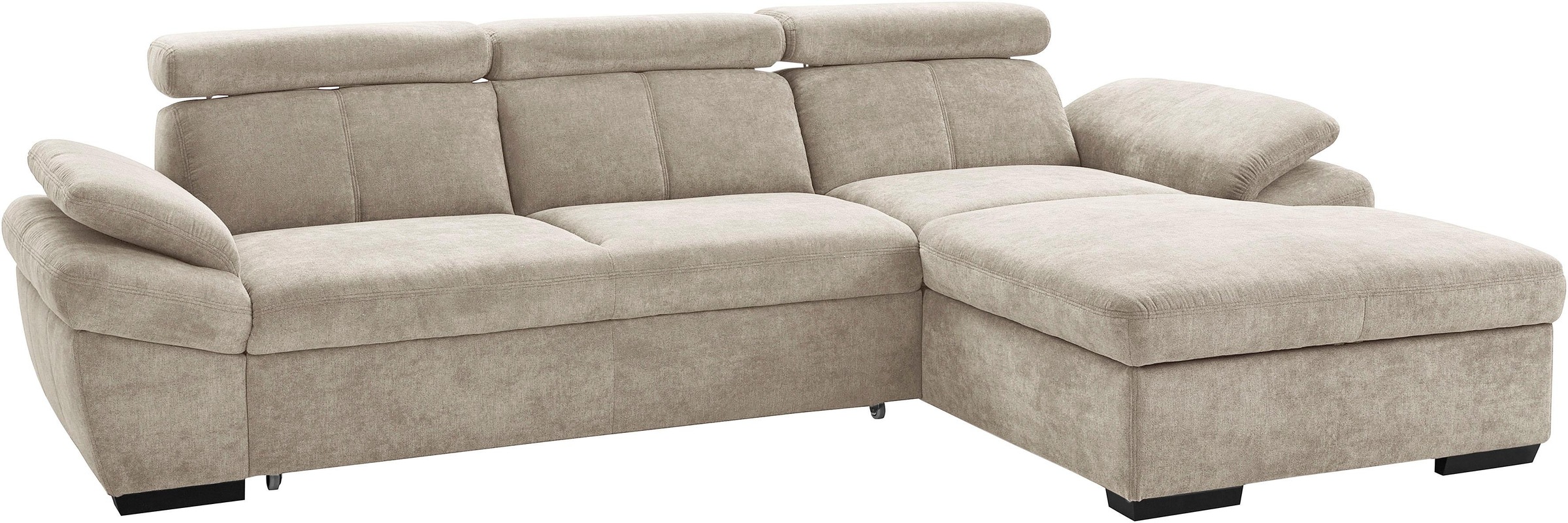 exxpo - sofa fashion Ecksofa »Salerno, inkl. Kopf- und Armteilverstellung, elegant & bequem, L-Form«, wahlweise mit Bettfunktion und Bettkasten, tolle Detailverarbeitung