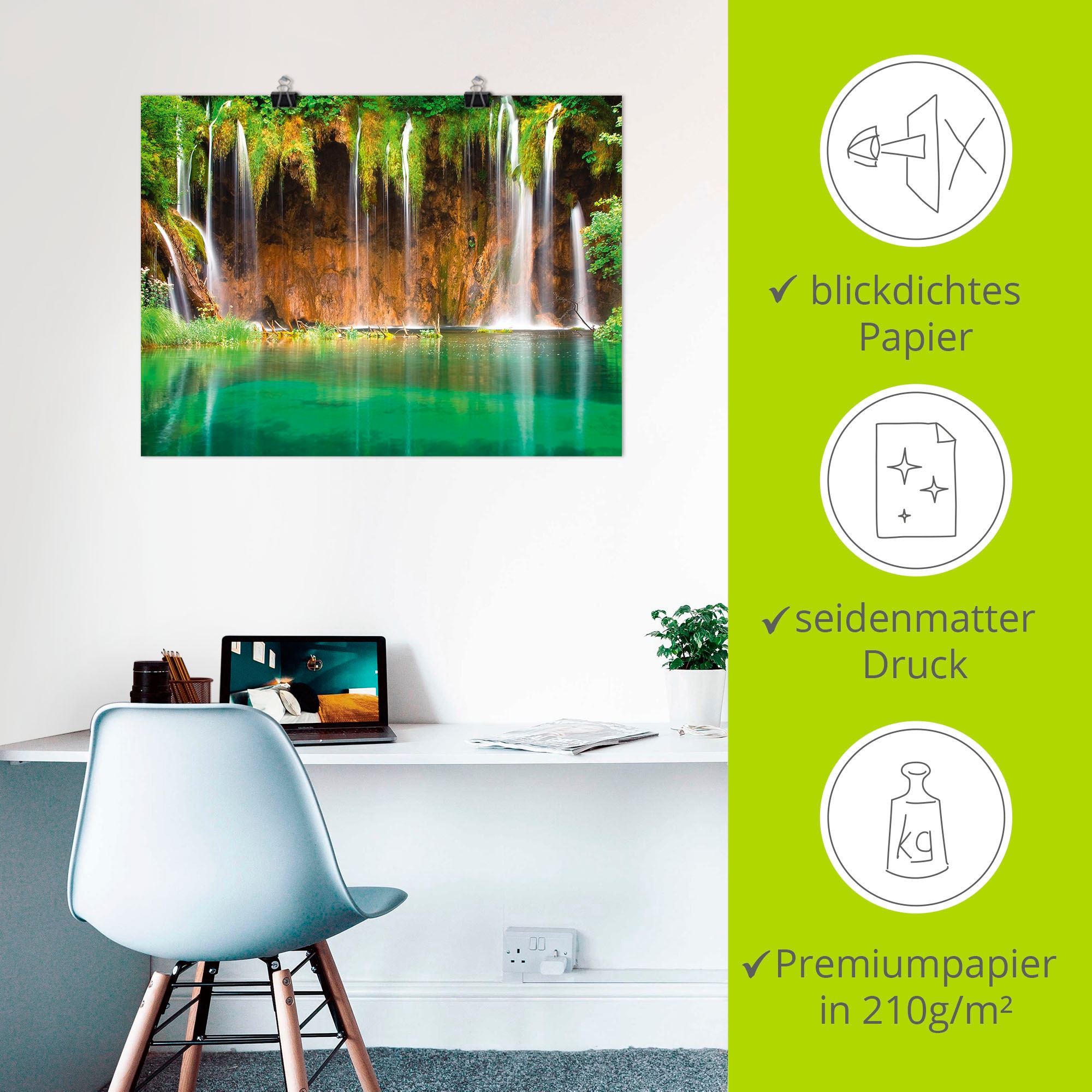 Artland Fresque murale »Schöner Wasserfall im Wald« 1 cuis tlg. als Leinwandbild, Poster in verschied. Grössen