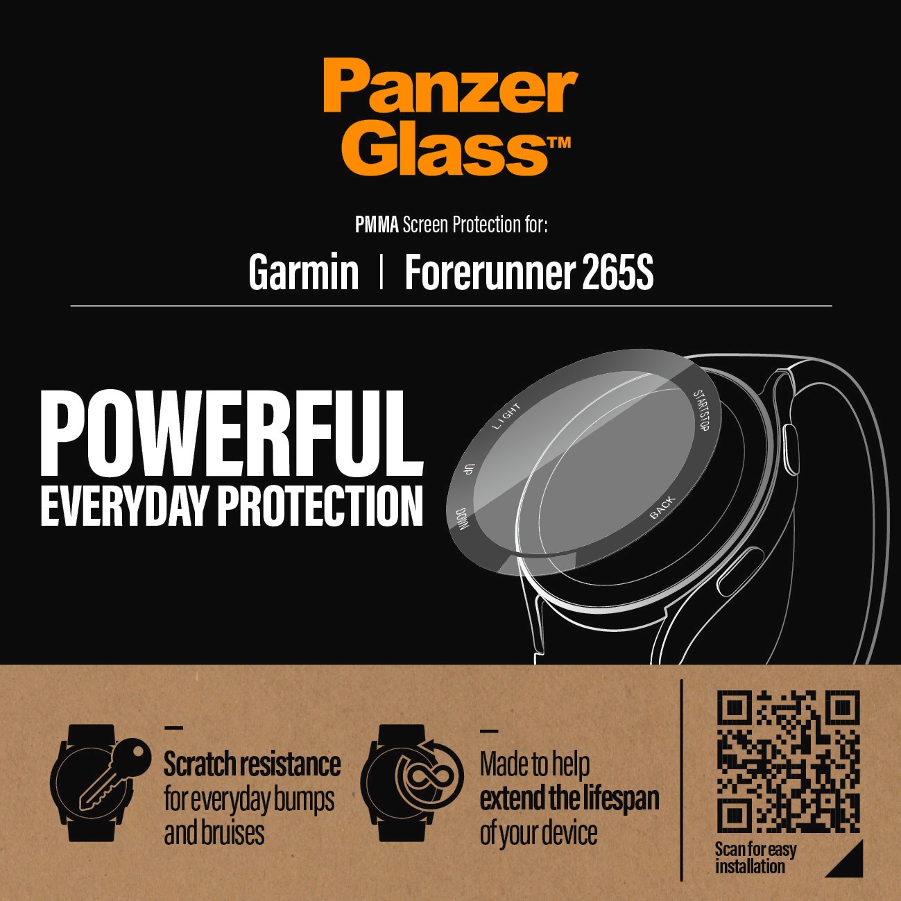 PanzerGlass Displayschutzglas »PMMA Screen Protector«, für Garmin Forerunner 265s, (1 St.), Displayschutzfolie, Schutzfolie, Bildschirmschutz, kratz- & stossfest