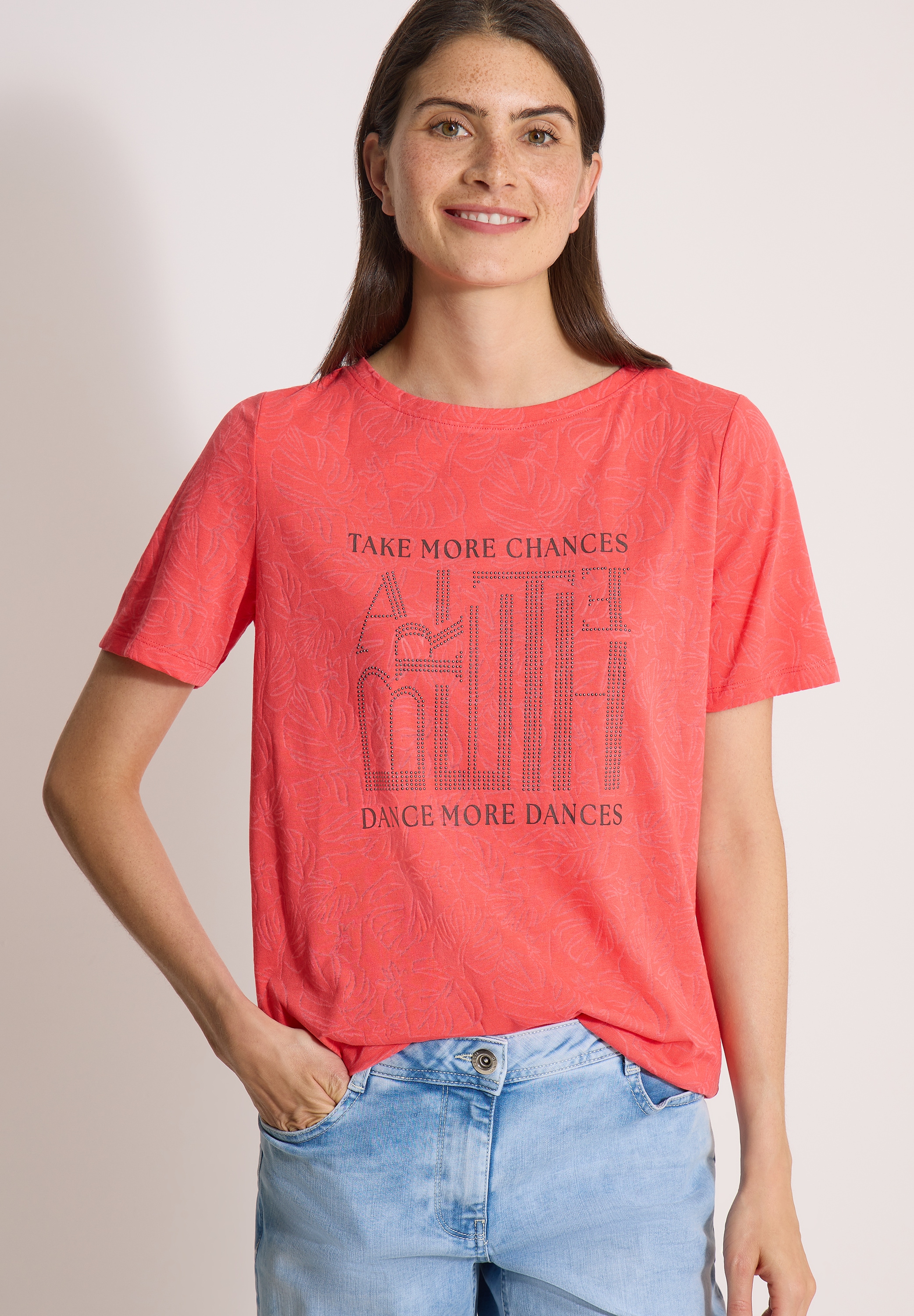 Image of Cecil Print-Shirt Sommershirt, Elastikbund, Ausbrenner-Optik