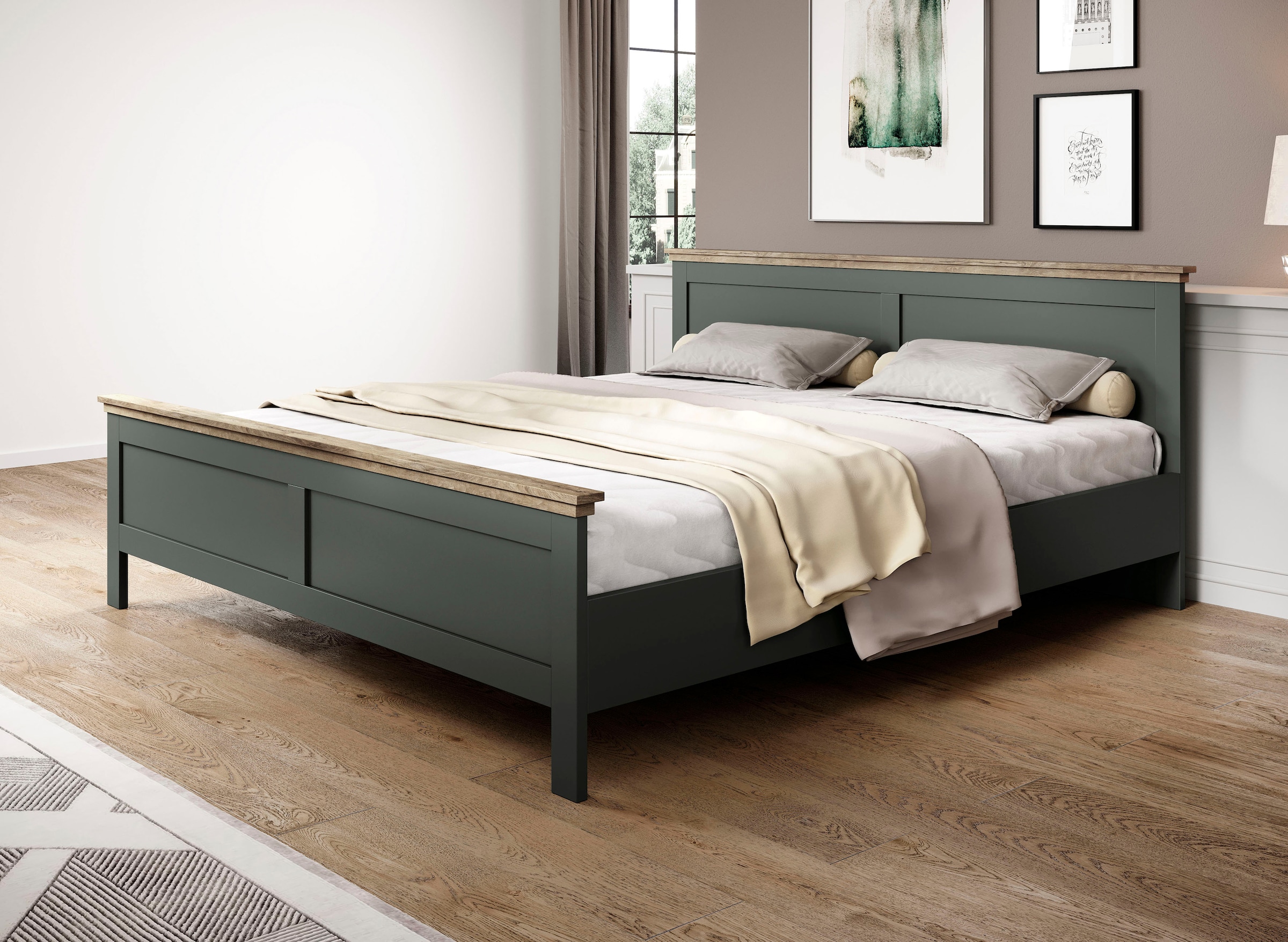 Home affaire Bettgestell »Evora, Landhausstil, Doppelbett, in 3 Grössen erhältlich«, aus FSC®-zertifiziertem Holzwerkstoff