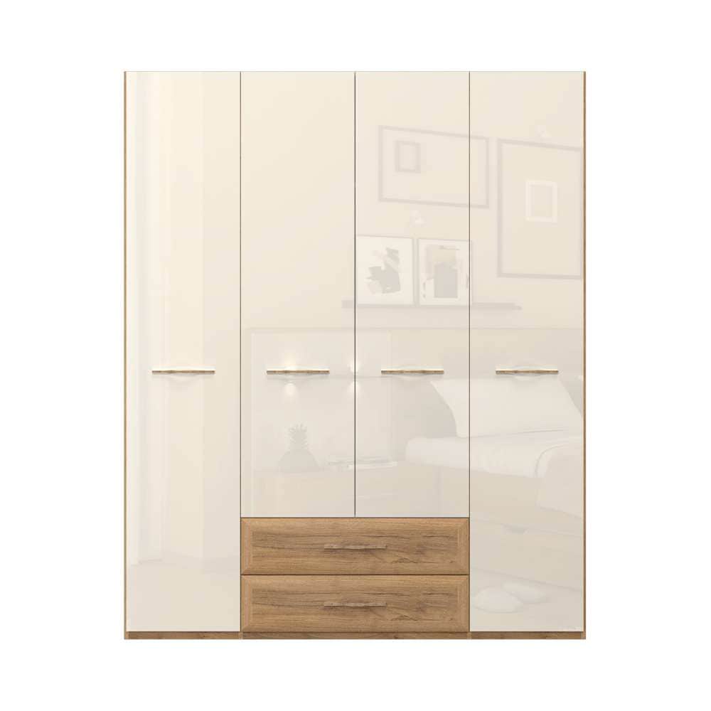 GOODproduct Armoires à vêtements »Gala, beige hochglänzend UV lackiert, kratzfest, FSC-zertifiziert« tiroirs arrondis en MDF décor bois, fermeture douce,  armoire haute (224cm), disponible en 4 largeurs, Made in Europe