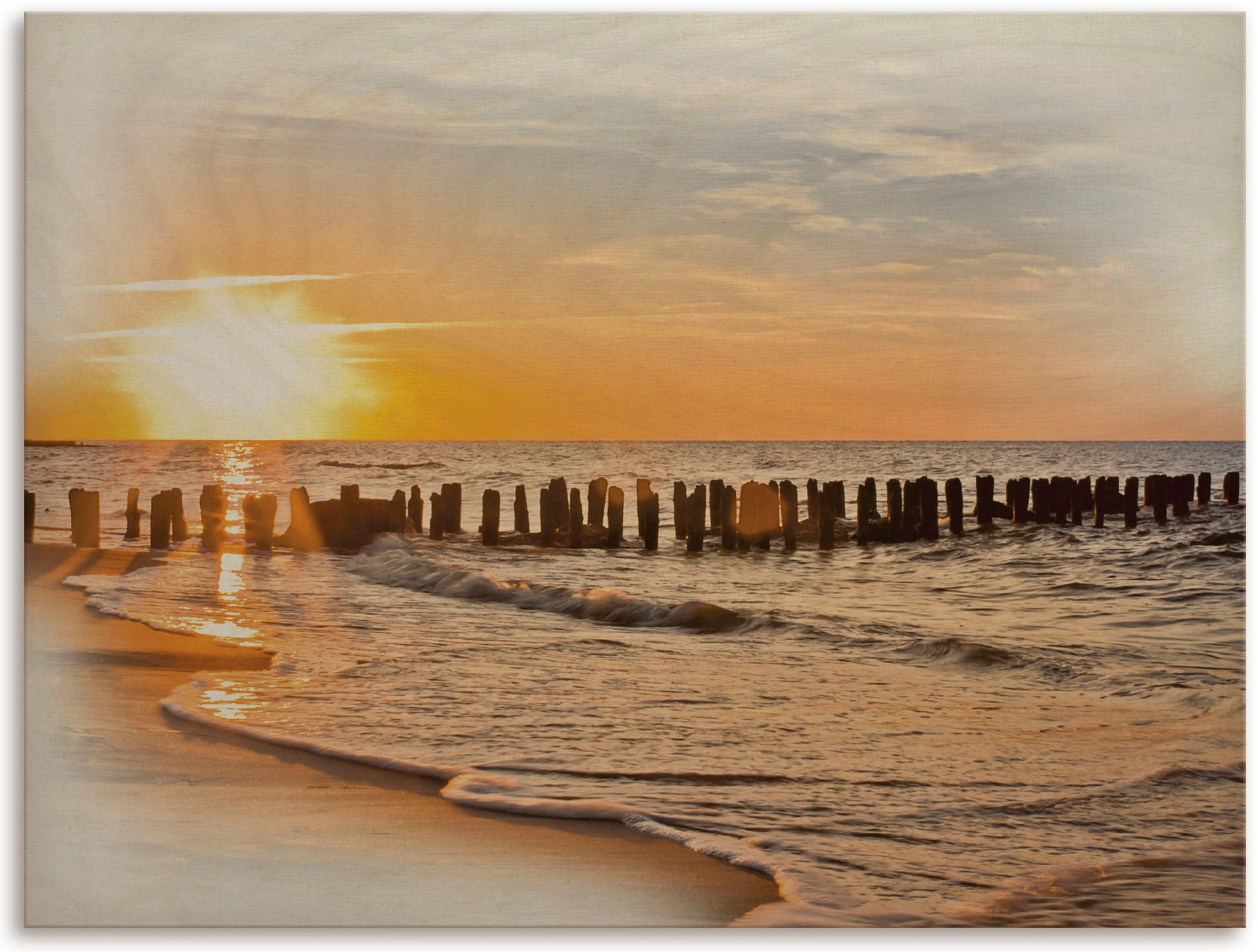Artland Holzbild »Schöner Sonnenuntergang am Strand«, Strandbilder, (1 St.)