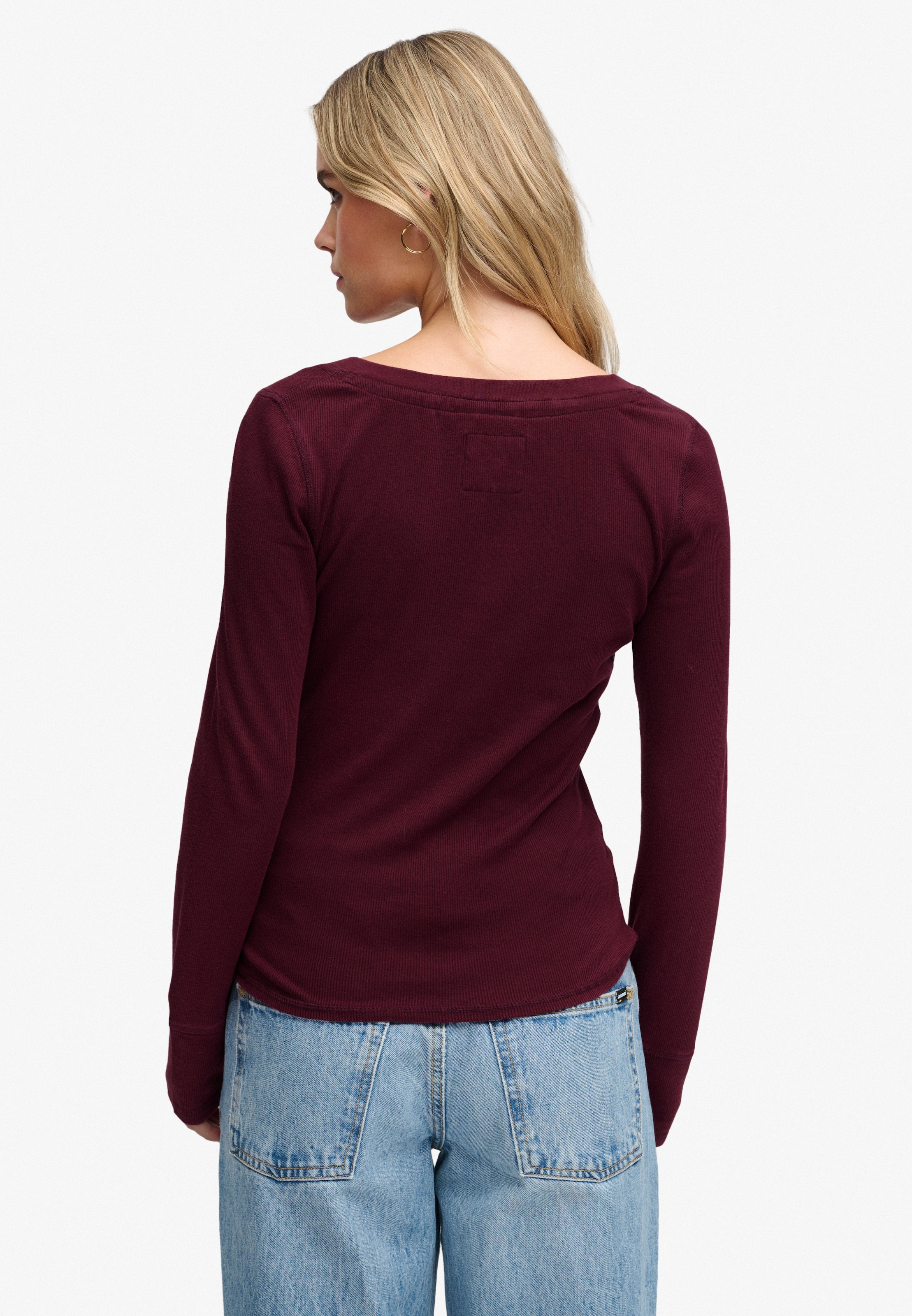 Superdry T-shirt Henleys »ATHLETIC BUTTON DOWN LS TOP« Baumwollmischung, skinny fit