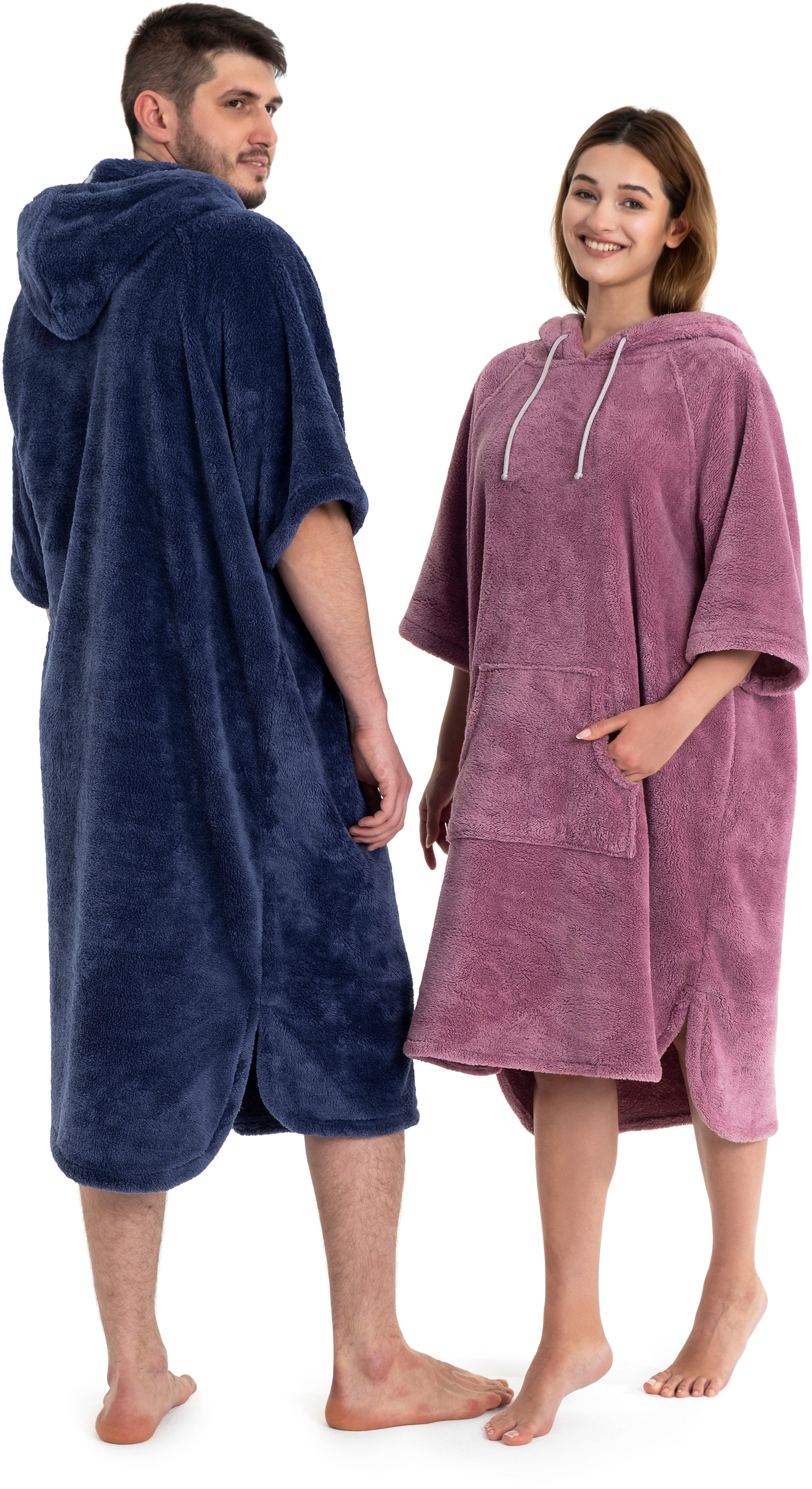 my home Badeponcho »Lillou, ideal für Sauna, Spa & im Urlaub«, (1 St.), weich und kuschelig, Fleece, Unisex, für Damen und Herren, Surfponcho
