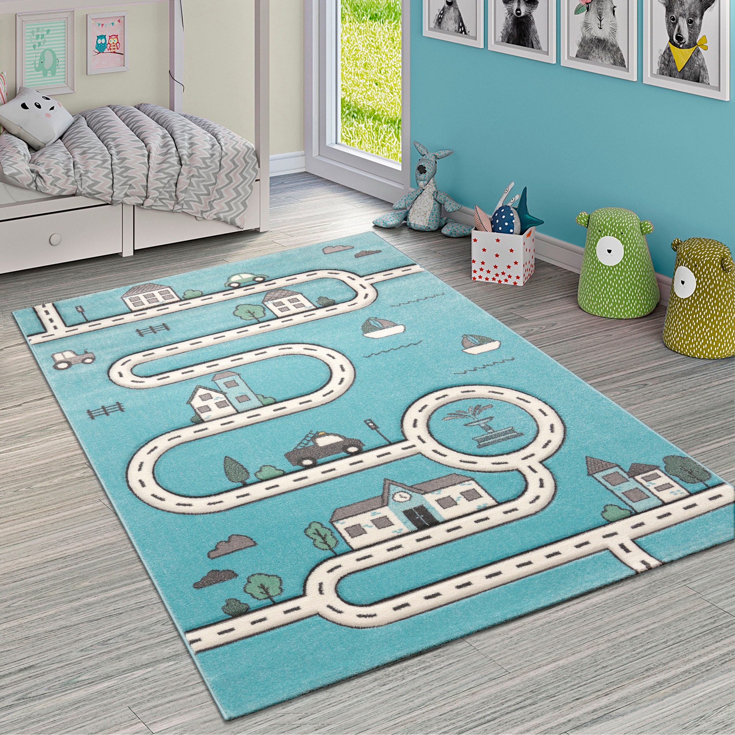 Image of Paco Home Kinderteppich "Diamond 710" rechteckig 17 mm Höhe Kurzflor, Strassen-Spiel-Teppich, Kinderzimmer