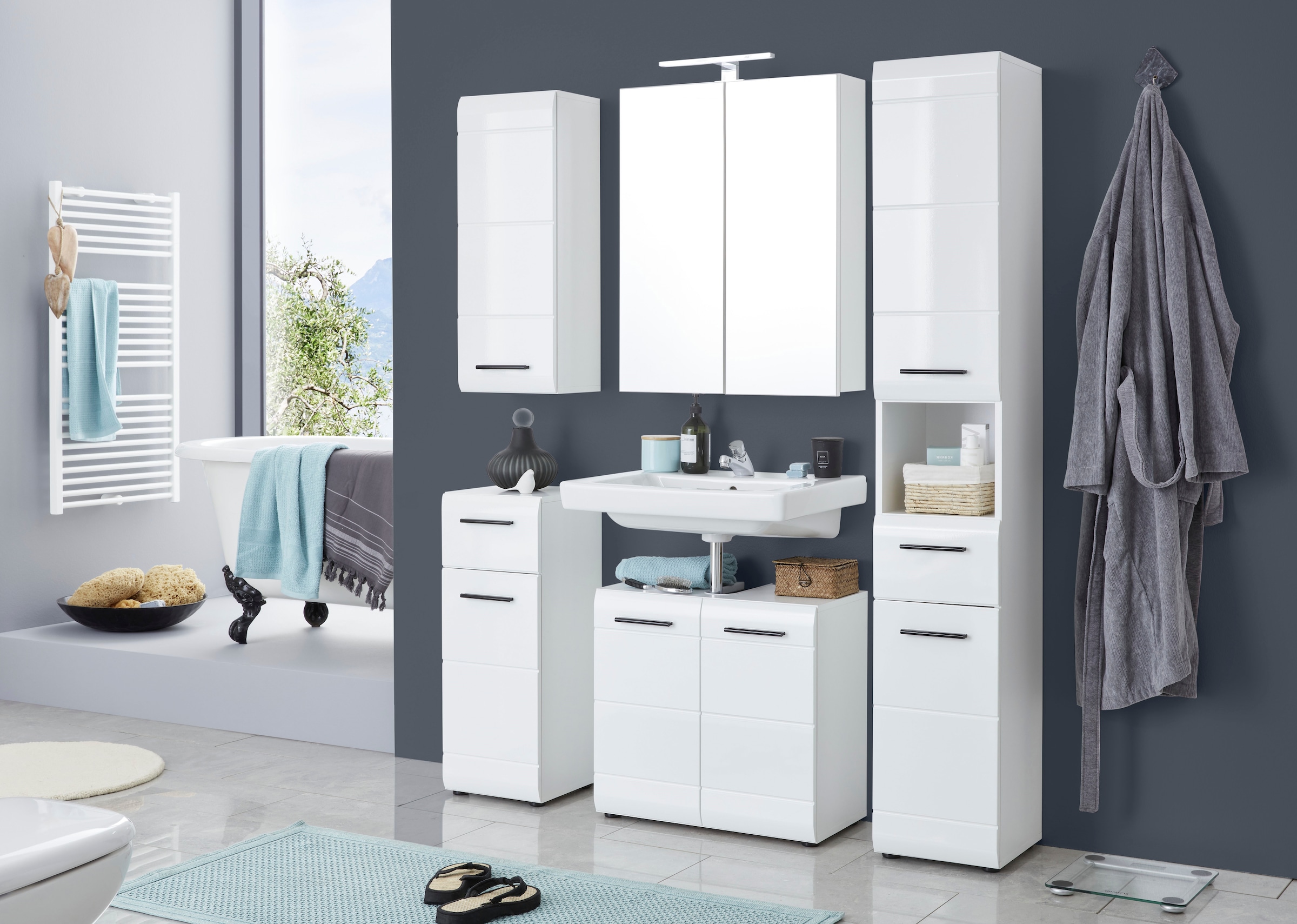 welltime Waschbeckenunterschrank »Sovana« Waschtisch mit verstellbarem Fach - Masse (B/T/H) 60/31/56 cm