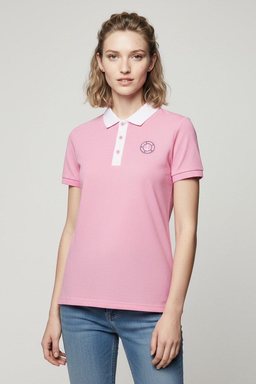 Image of Zwillingsherz Poloshirt "Maritim" kontrastierende Polokragen mit Knopfleiste, Brustlogo mit Anker