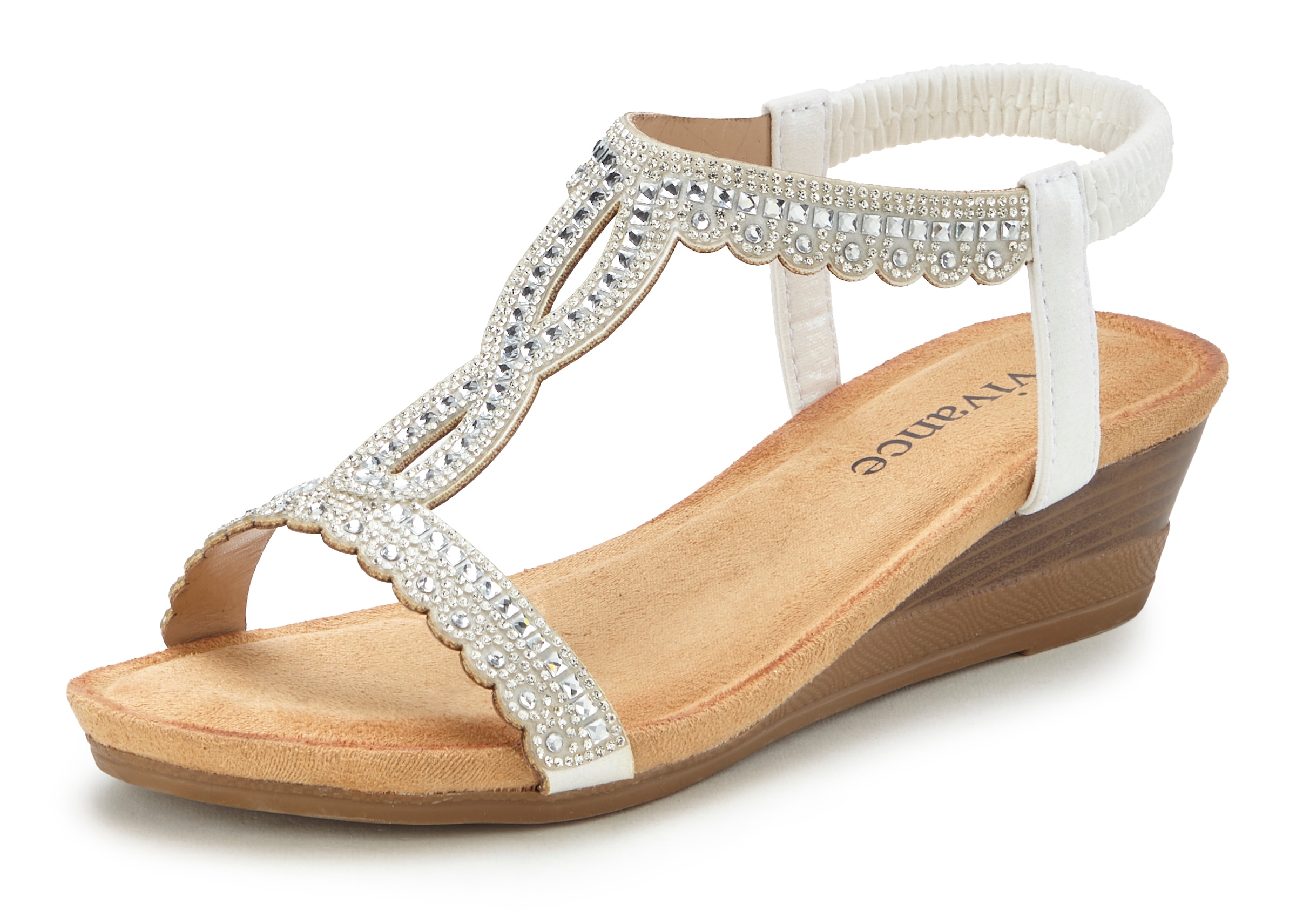 Vivance Sandalette »Sommerschuh«, Sandale, Sommerschuh mit Glitzerdetails und elastischem Riemchen VEGAN
