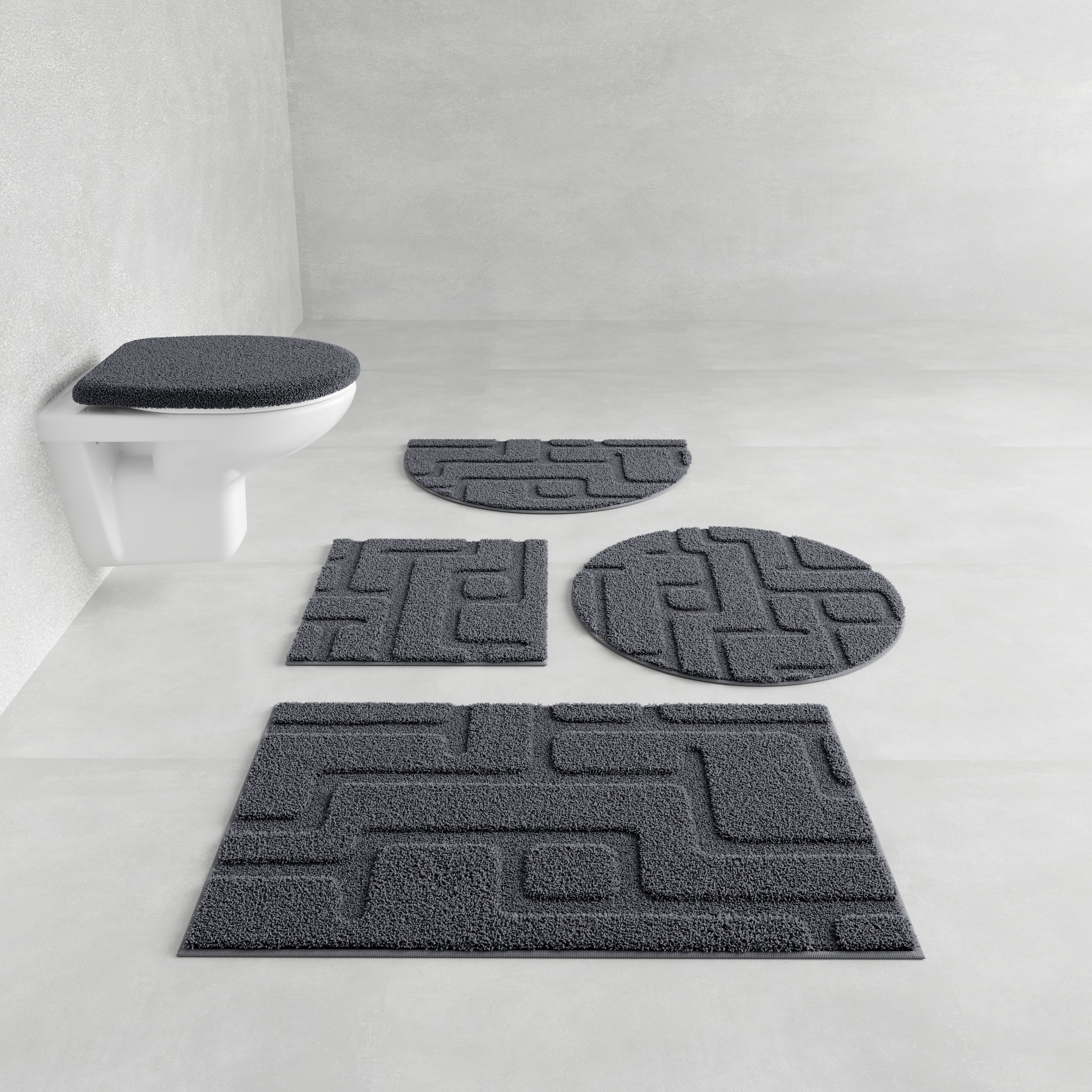 Image of Grund Badematte "Riana, Badvorleger, Badezimmer Teppich, sehr weich" Höhe 20 mm rutschhemmend beschichtet schnell trocknend Modernes Design mit Linien in Hoch-Tief-Struktur, Made in Europe