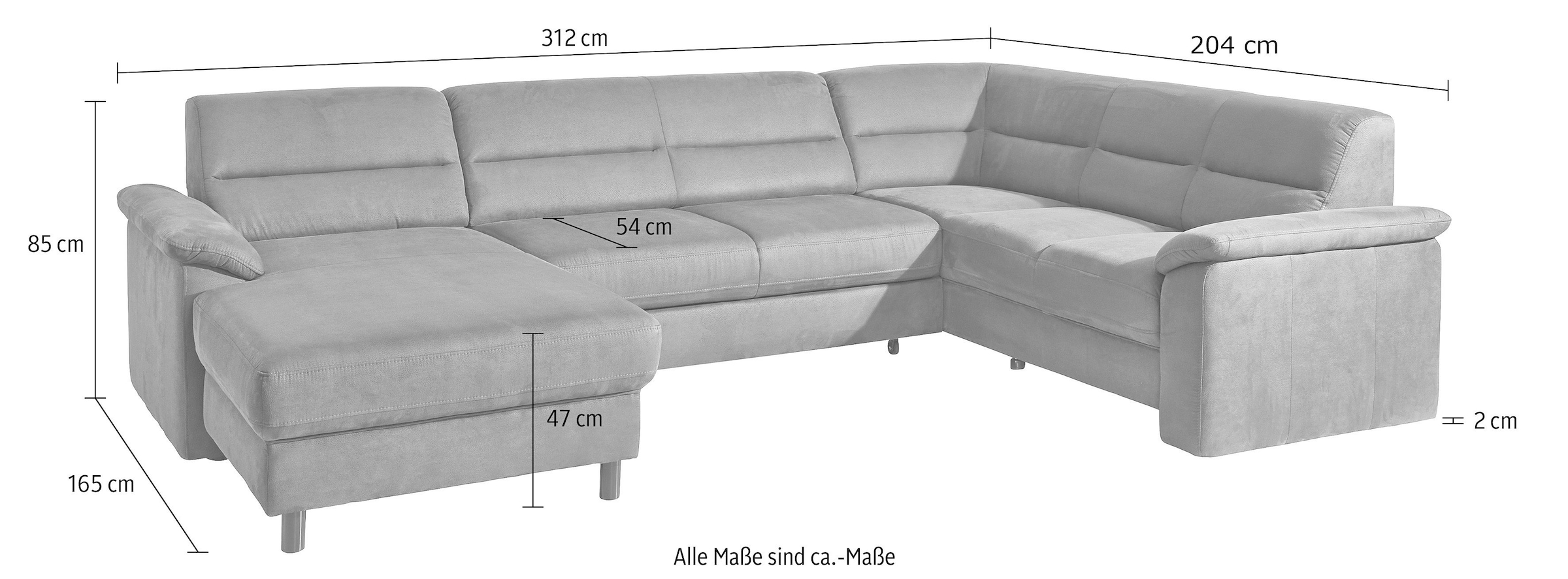 sit&more Paysage de salon »Ascara U-Form« inklusive Boxspring/Federkern-Polsterung, wahlweise mit Bettfunktion