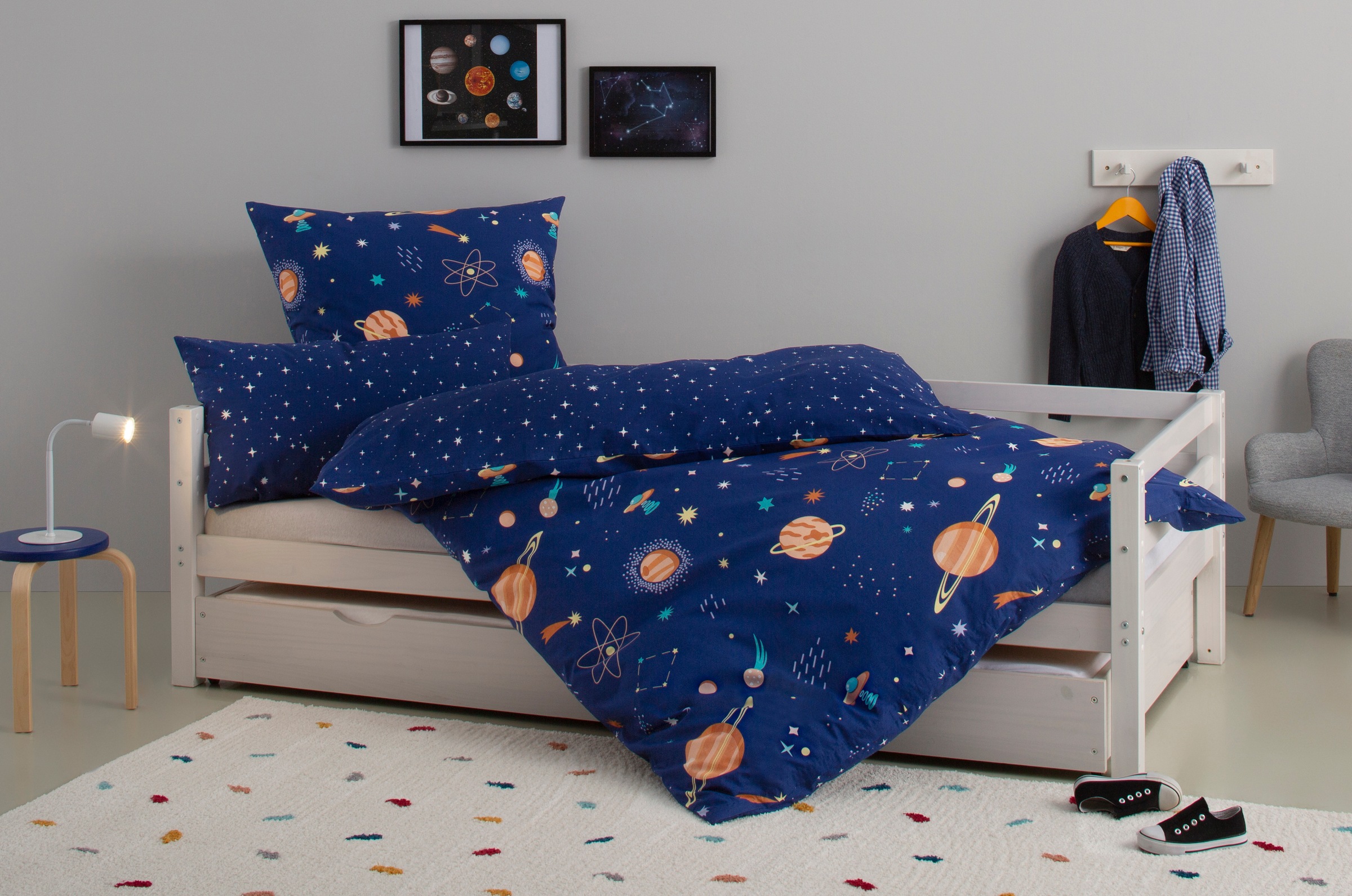 Image of GOODproduct Kinderbettwäsche "CUDDLEE" 2 in vielen Designs: Dino,Einhorn,Weltraum,Baustelle,Herz,Trecker,Safari