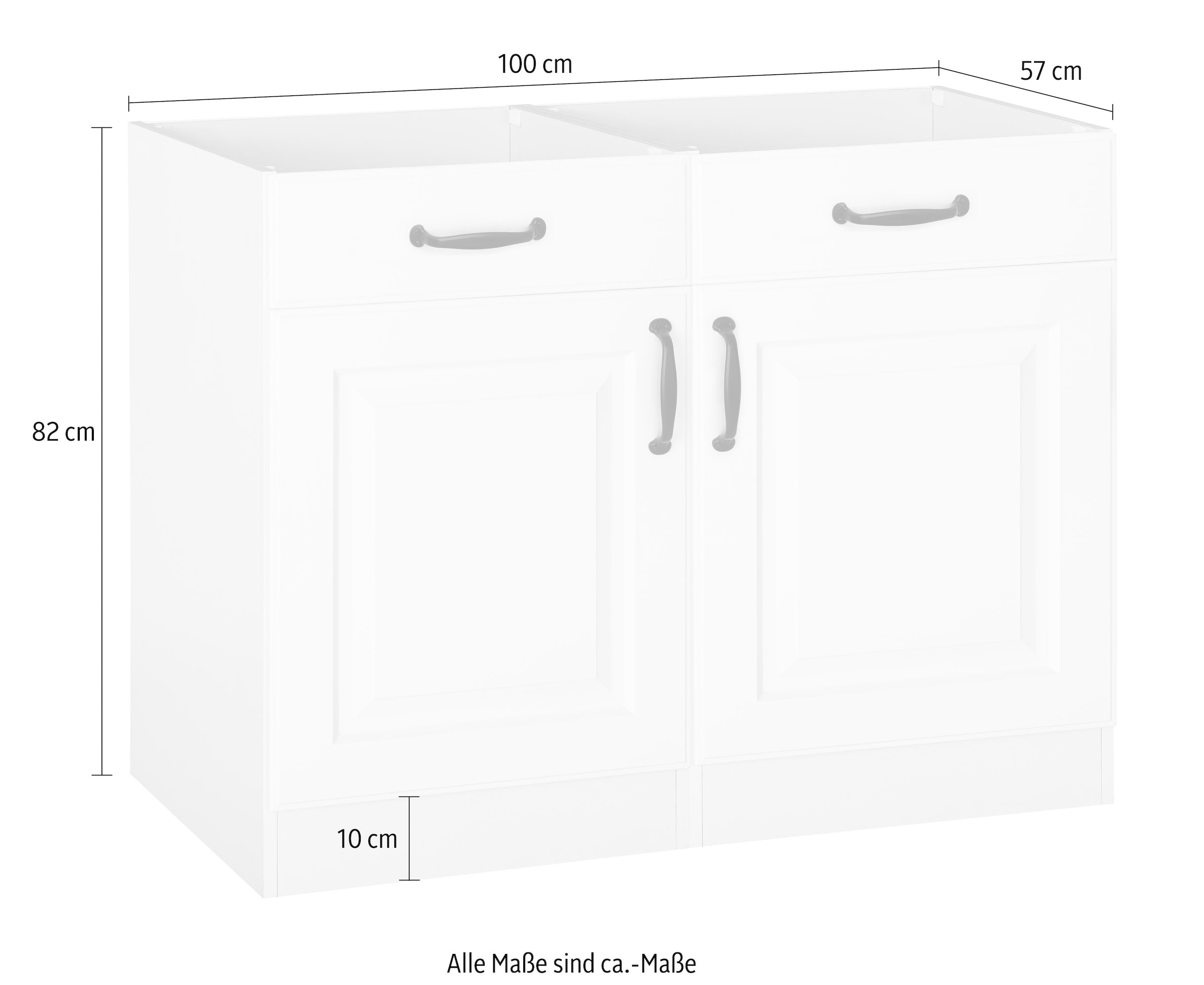 ♕ wiho mit Arbeitsplatte cm auf Kassettenfront, 100 Küchen ohne »Erla«, versandkostenfrei Unterschrank breit