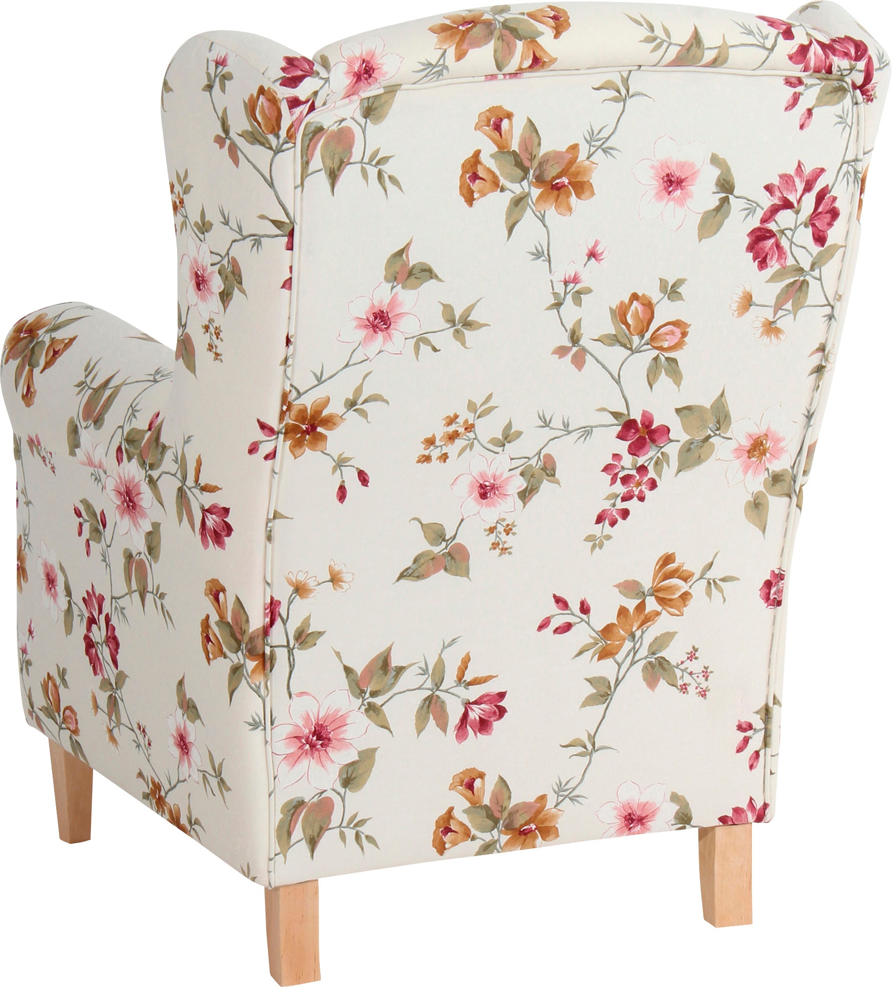 Max Winzer® Ohrensessel »Luke, Hochlehnsessel mit komfortablem Federkern«, mit Kederverzierung, mit Blumenmuster, floraler Bezug