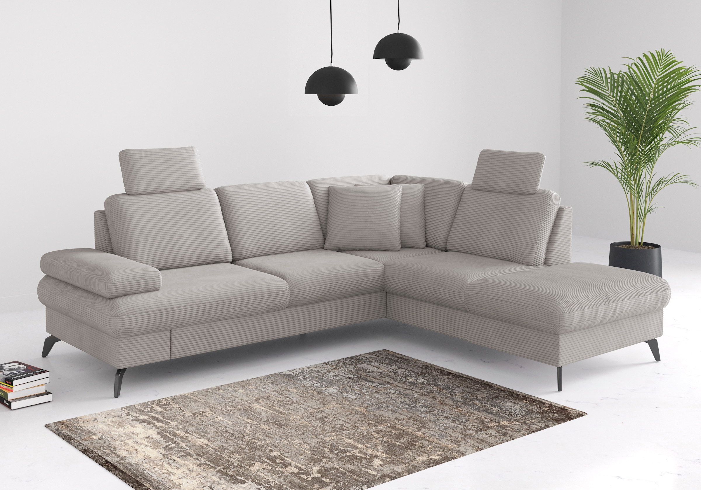 sit&more Ecksofa »Morris Jubi L-Form«, inkl. Armteilfunktion und 1 Zierkissen, wahlweise mit Bettfunktion
