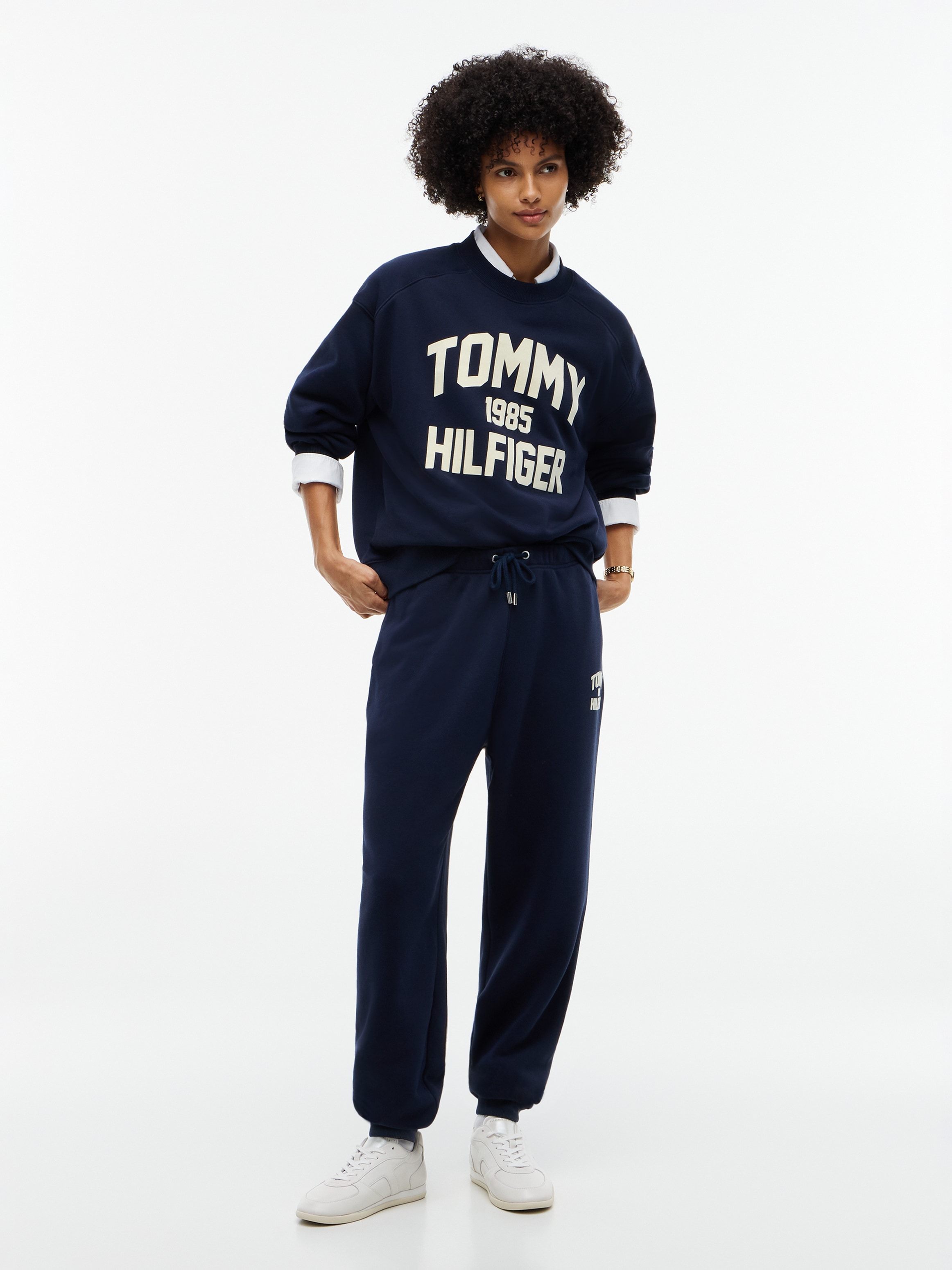 Tommy Hilfiger Pantalon sweat »VARSITY FLOCK CUFF MR SWTPANTS«  mélange de coton