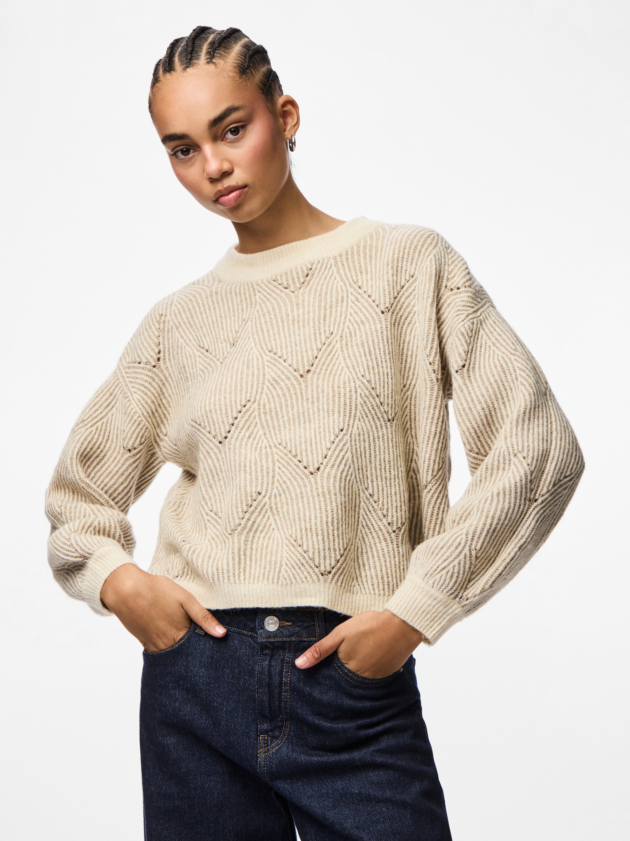 pieces Pull à col rond »PCJENNA LS O-NECK KNIT NOOS BC«