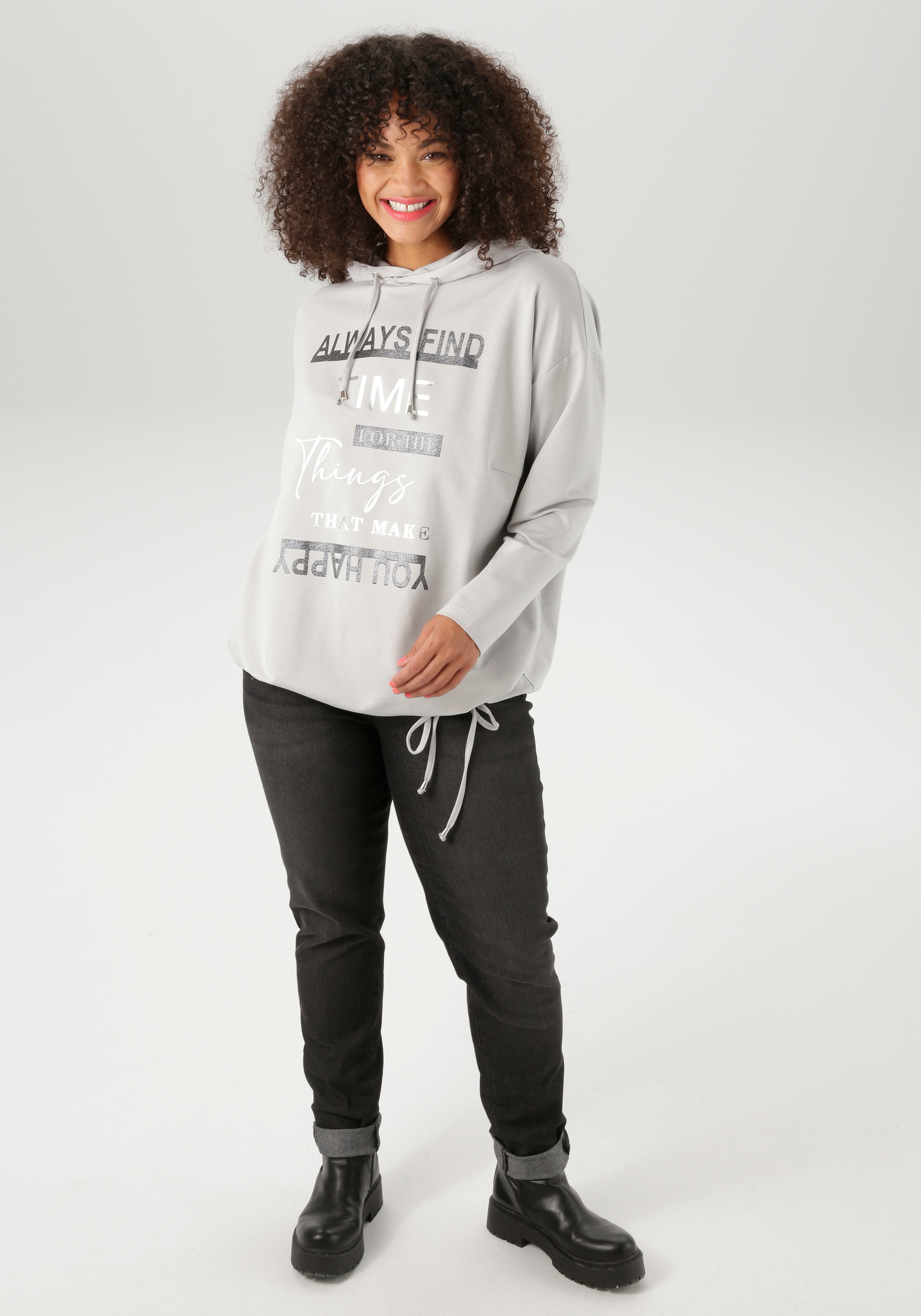 Aniston PLUS Kapuzensweatshirt, super bequeme Sweat-Qualität - NEUE KOLLEKTION