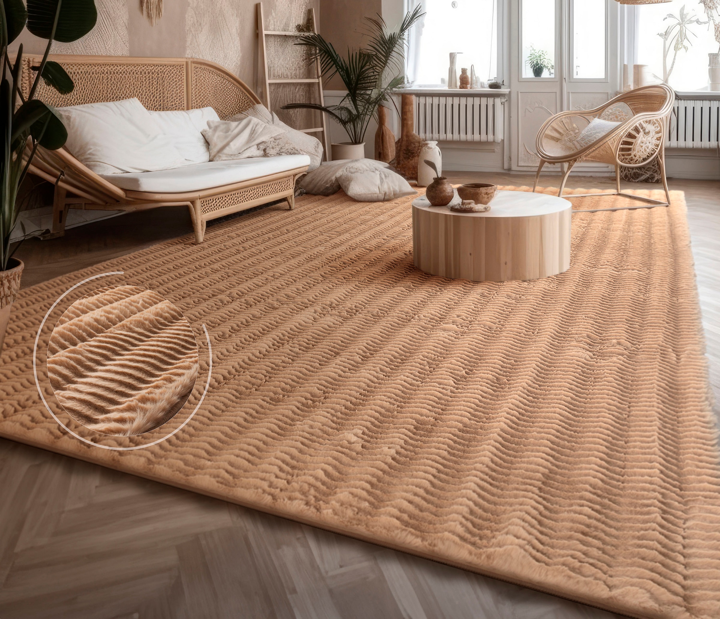 Paco Home Hochflor-Teppich »Arnheim Hoch-Tief Effekt kaufen Wellen besonders Muster, 743«, rechteckig, weich, Farben, Uni