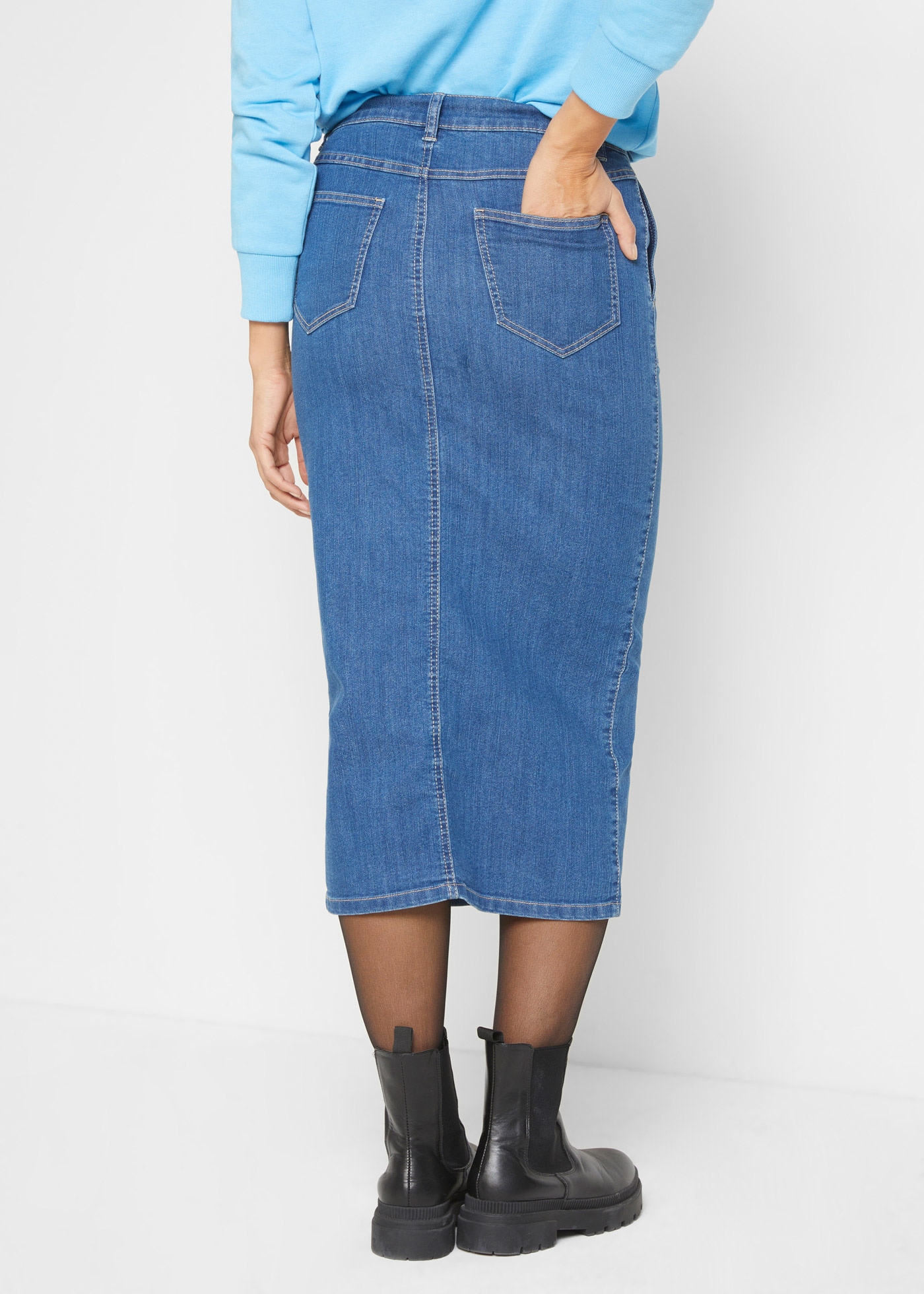 bonprix Jupe en jean Jeansrock mit Schlitz