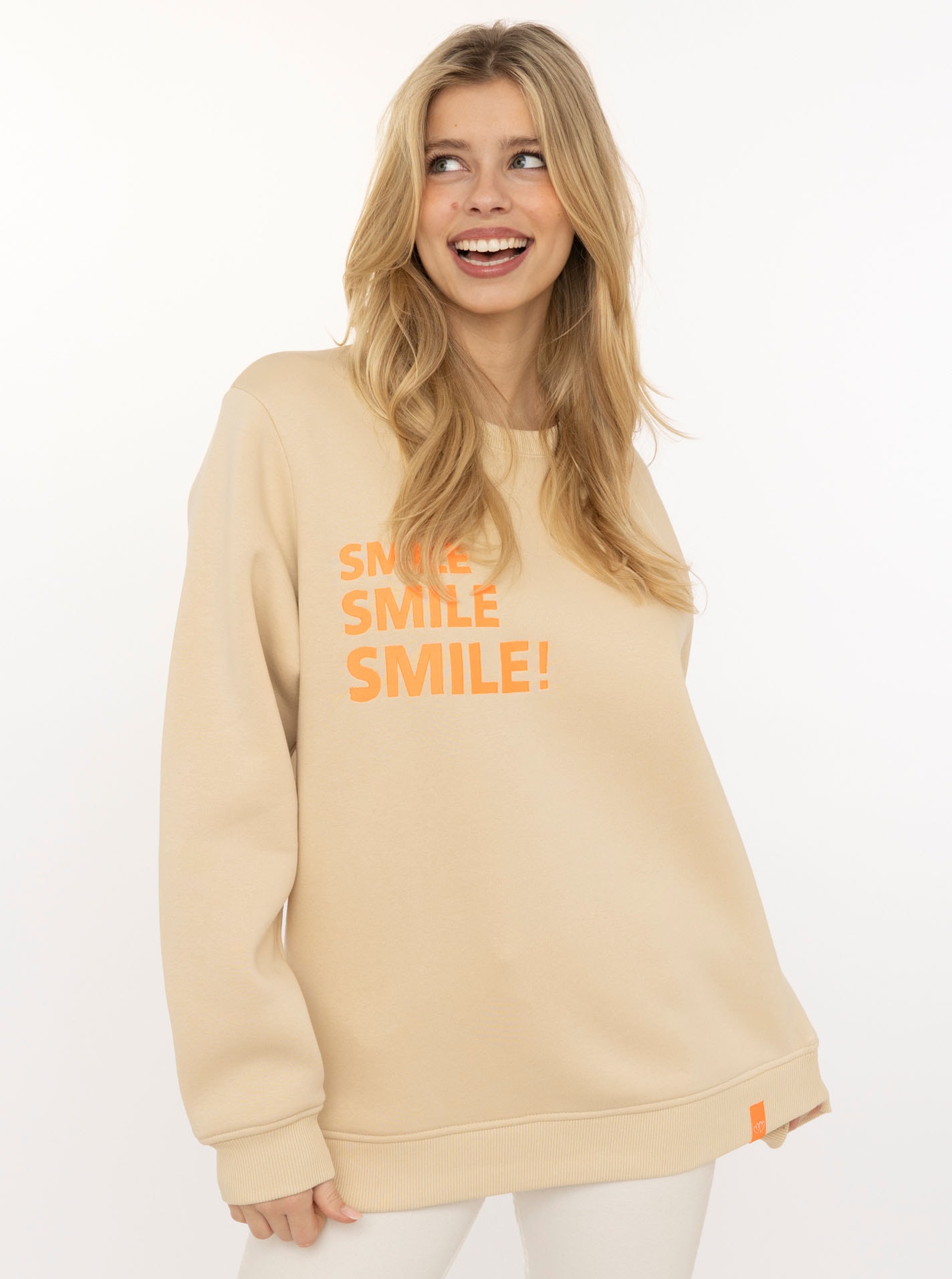 Zwillingsherz Hoodie »"Smile Smile Smile"«, Rundhals, Stickerei in Neon, fröhliche Botschaft
