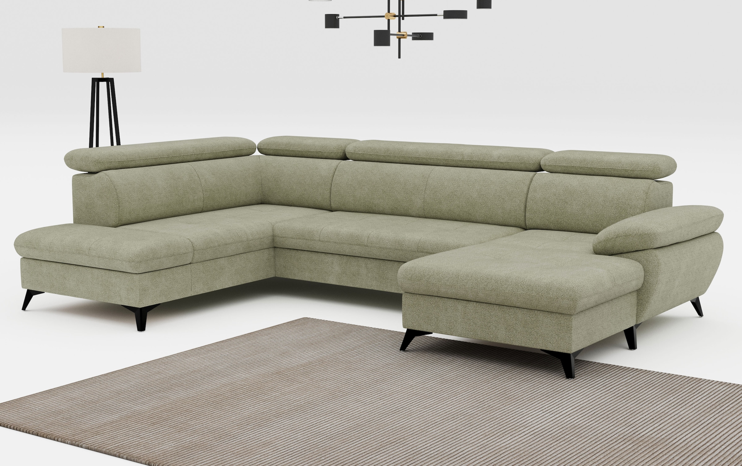 COTTA Wohnlandschaft »Hudson U-Form«, mit Kopfteilverstellung, wahlweise mit Bettfunktion & Bettkasten
