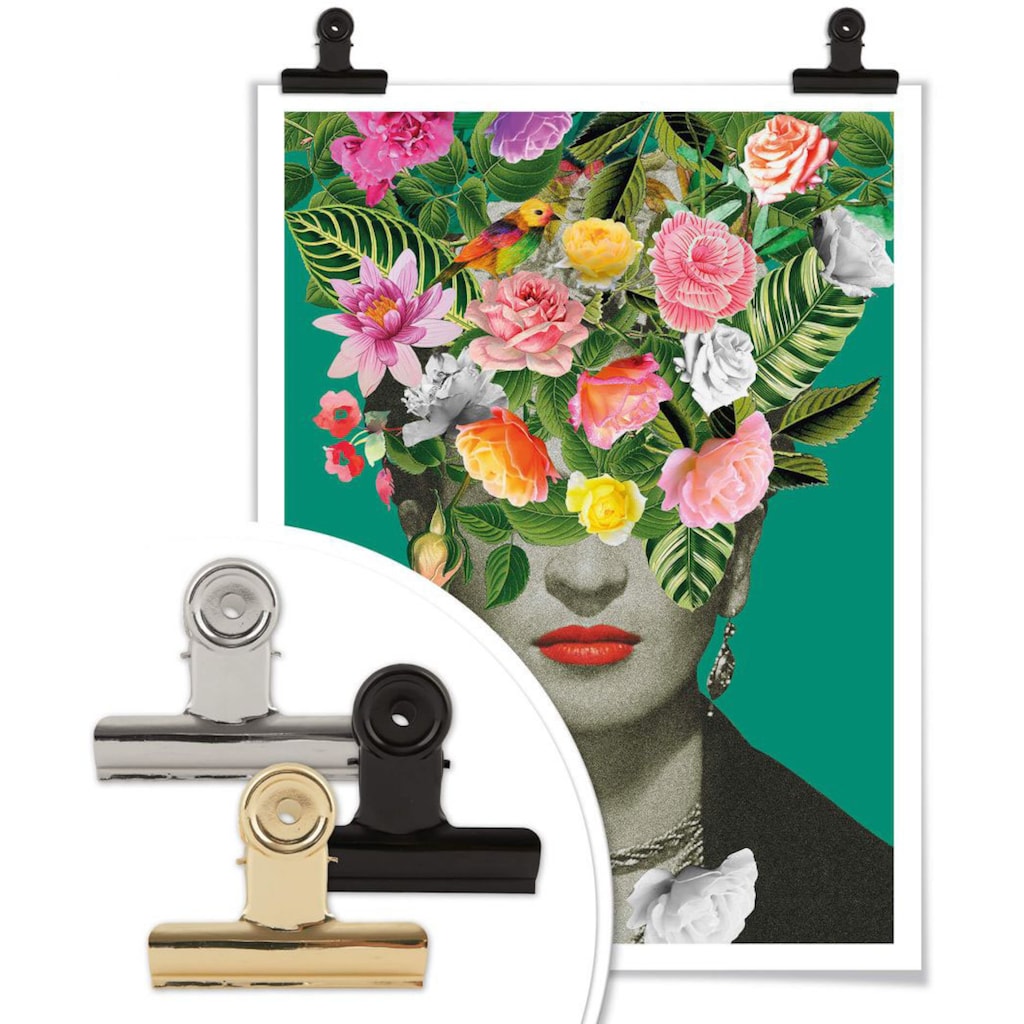 Wall-Art Poster »Frida Floral Blumenstrauss«, Schriftzug, (1 St.)