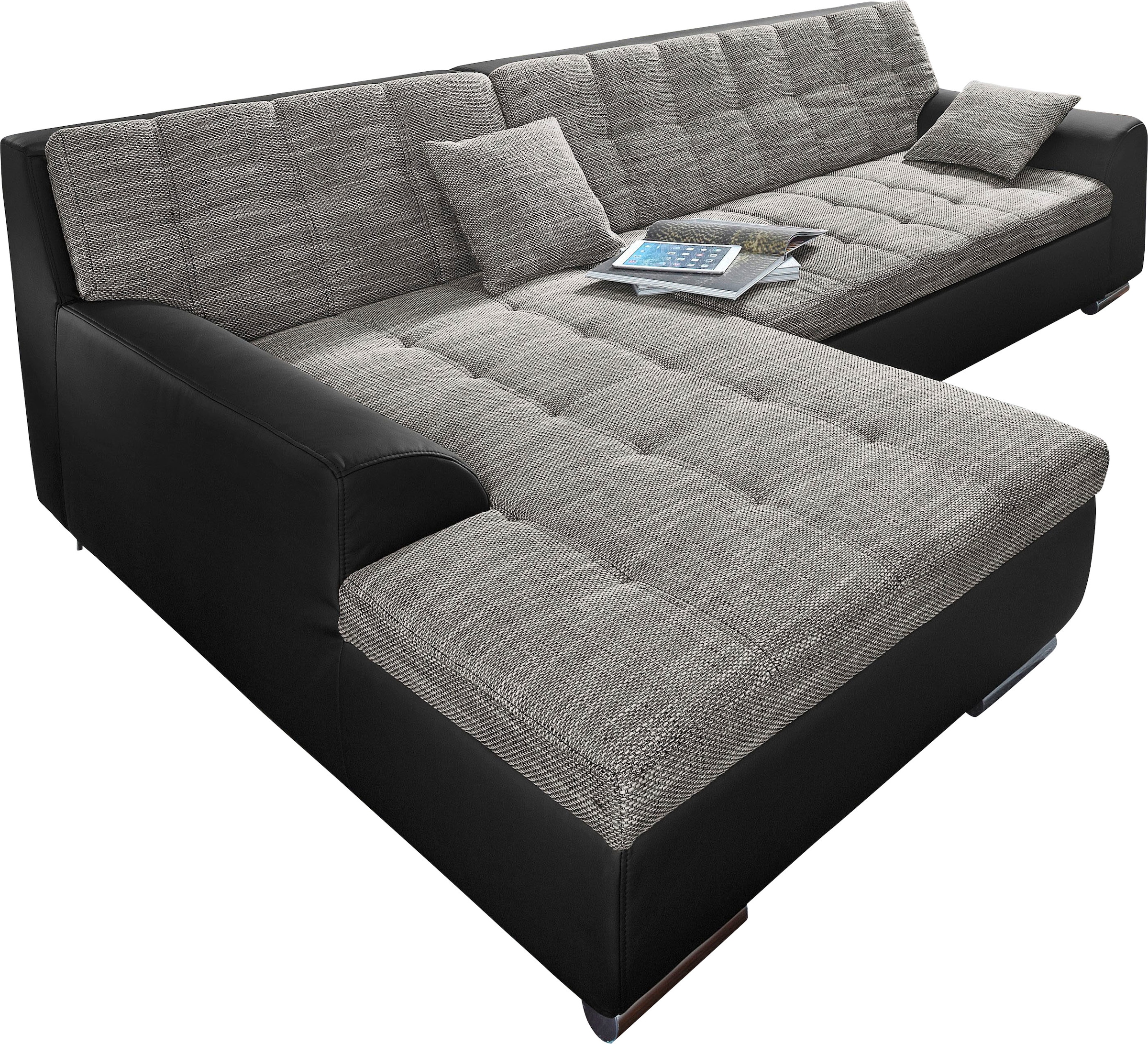 DOMO collection Ecksofa »Treviso viele Bezüge, auch in Cord, L-Form, B/T/H: 267/80/83 cm« wahlweise mit Bettfunktion,  incl. Zierkissen, hochwertige Steppung