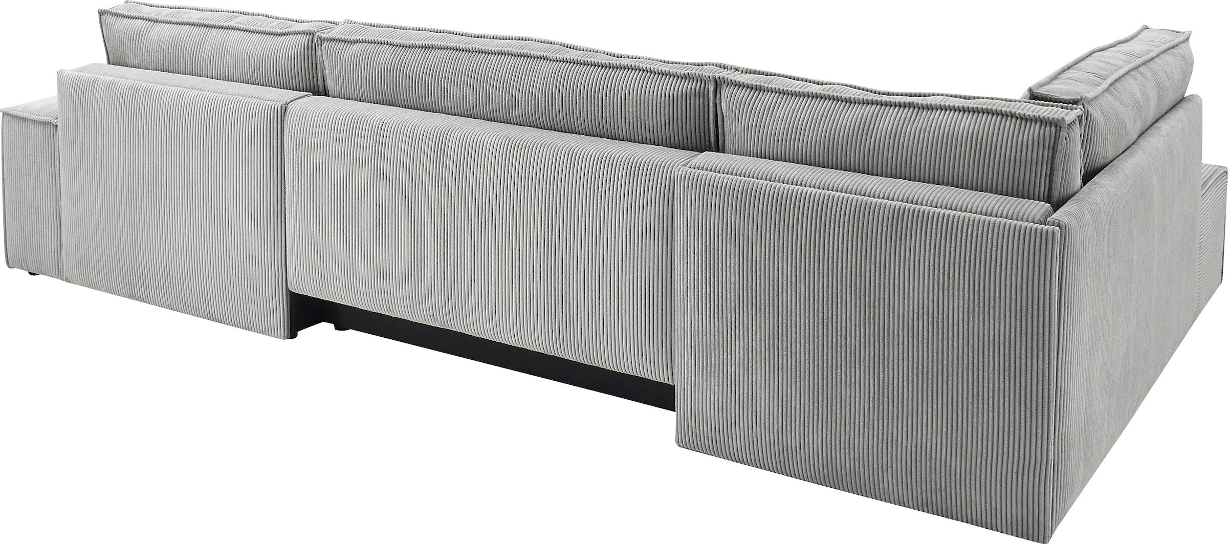 Home affaire Wohnlandschaft »SHERWOOD 329 cm, U-Form, Schlafsofa,«, Schlaffunktion m. Bettkasten (194x139 cm), Cord, Vintage, Samtvelours
