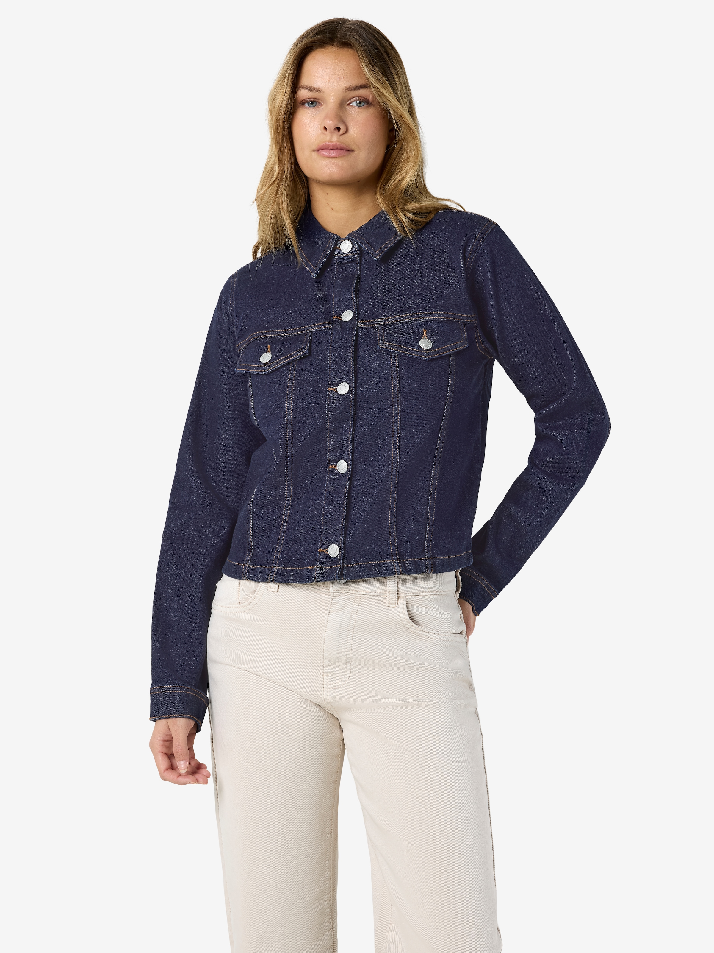 Image of Noisy may Jeansjacke "NMYOLANDA SHELLY LS JACKET" Baumwollmischung