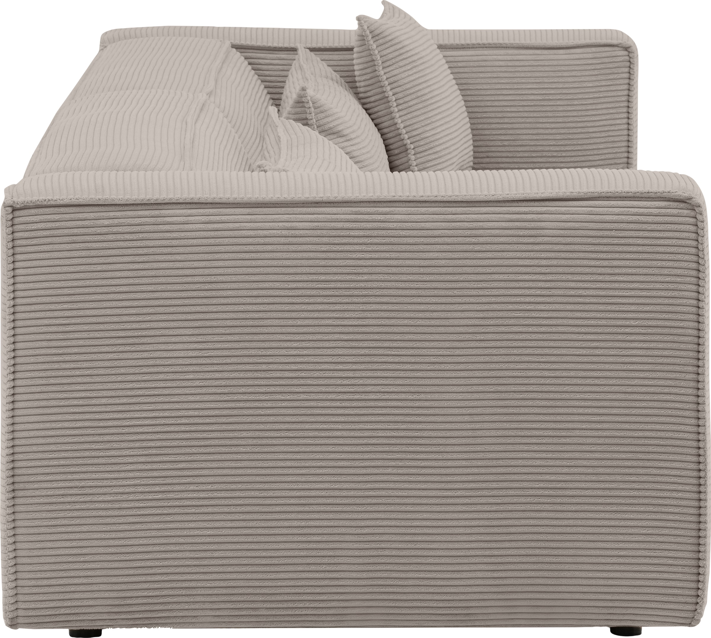 LeGer Home by Lena Gercke 3-Sitzer »PIARA, Couch mit Kedernaht, Sofa in Cord, Leinenoptik o. Strukturstoff«, schwarze Füsse, bequemer Sitzkomfort