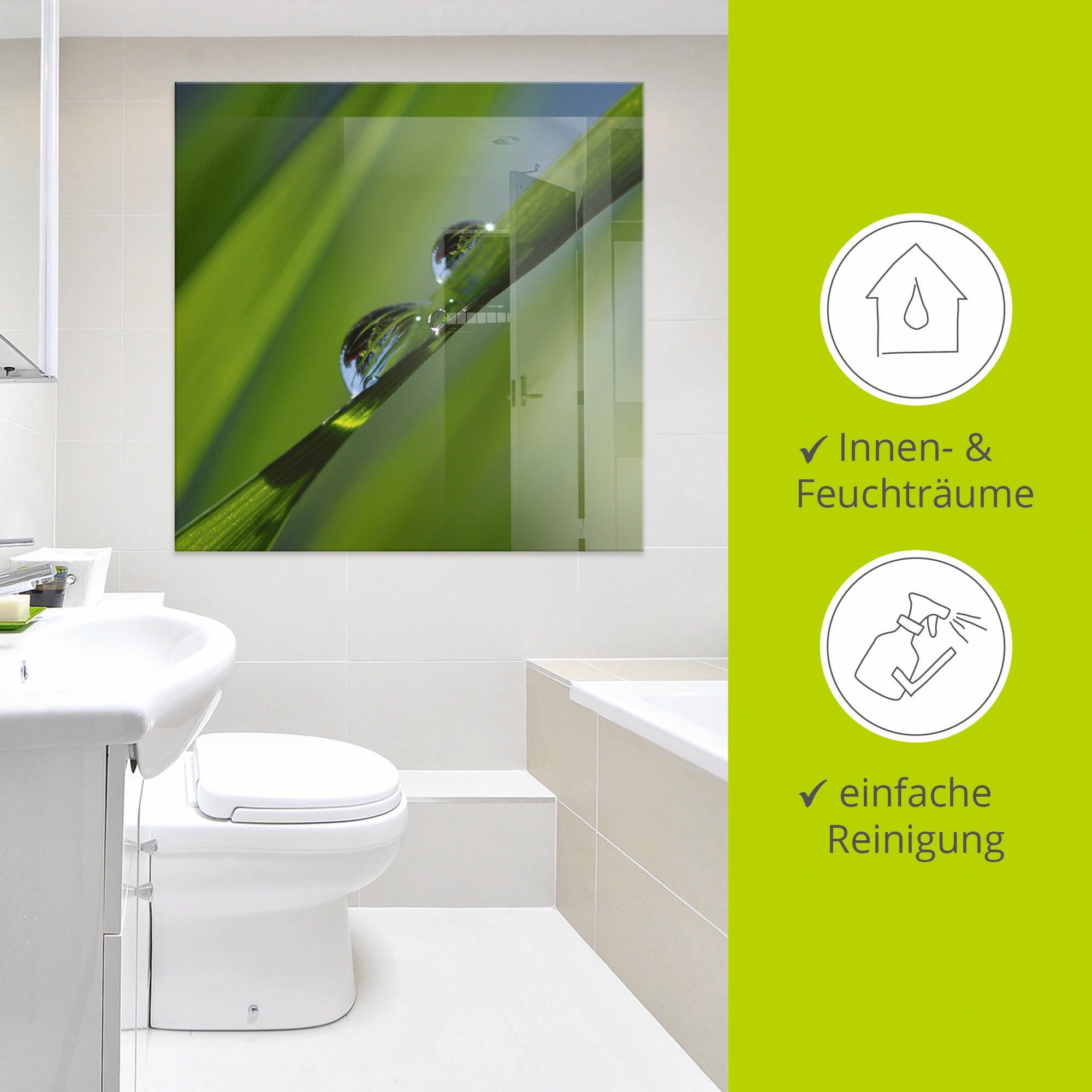 Artland Glasbild »Wassertropfen auf Grashalm« Gräser 1 Stk. tlg. in verschiedenen Grössen