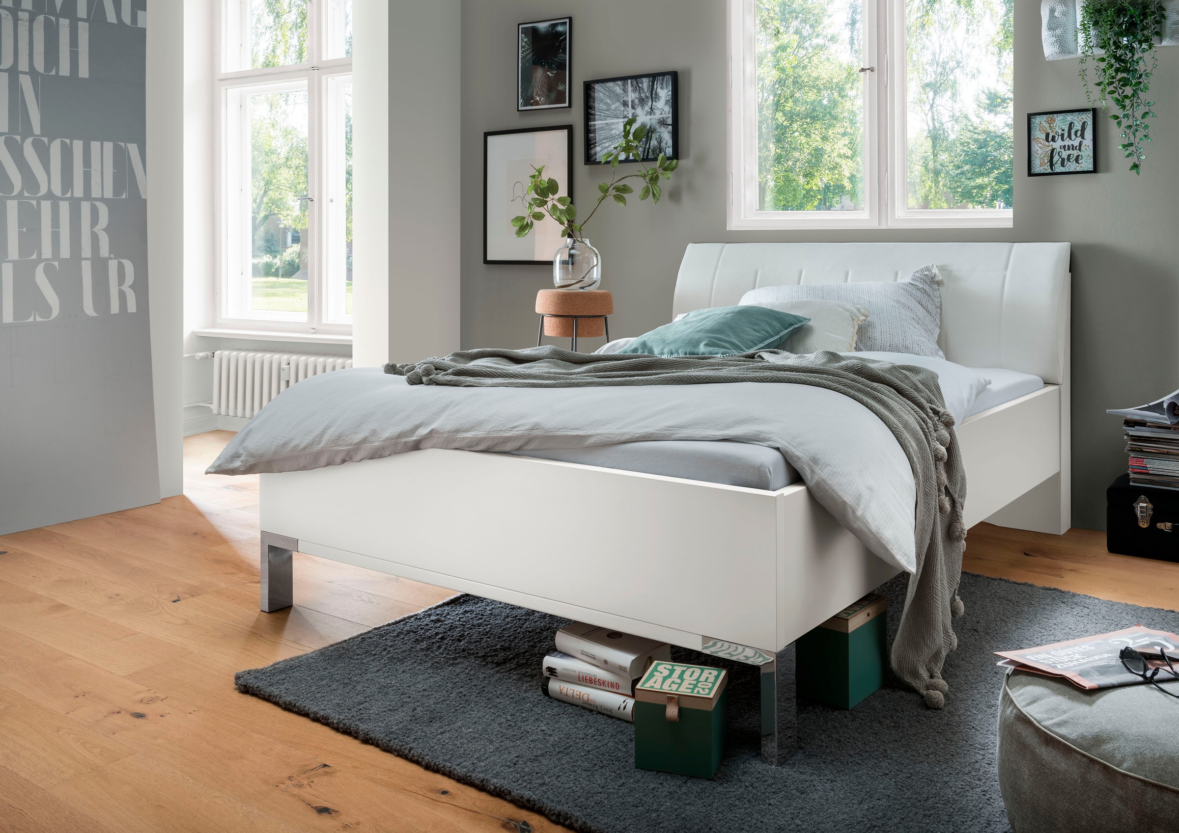 WIEMANN Futonbett »Monaco, Bettgestell, Bettrahmen, komfortables Polsterkopfteil«, (4-fache Liegehöhenverstellung, MADE IN GERMANY), Polsterkopfteil aus Kunstleder, verschiedene Grössen, in Komforthöhe