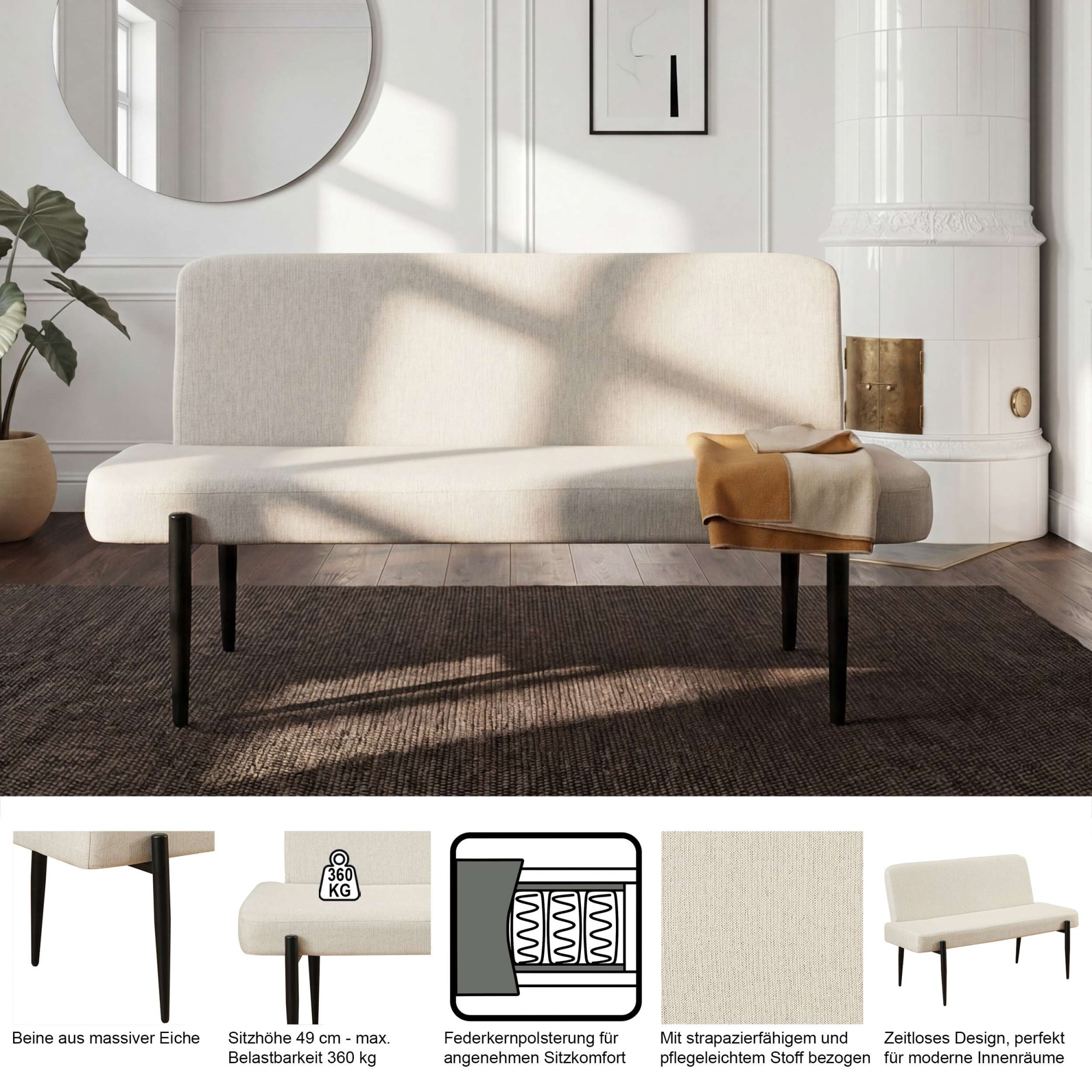 GOODproduct Essbank »Frida« Federkern, pflegeleichtem Velours oder Webstoff Bezug, Breite 160 cm