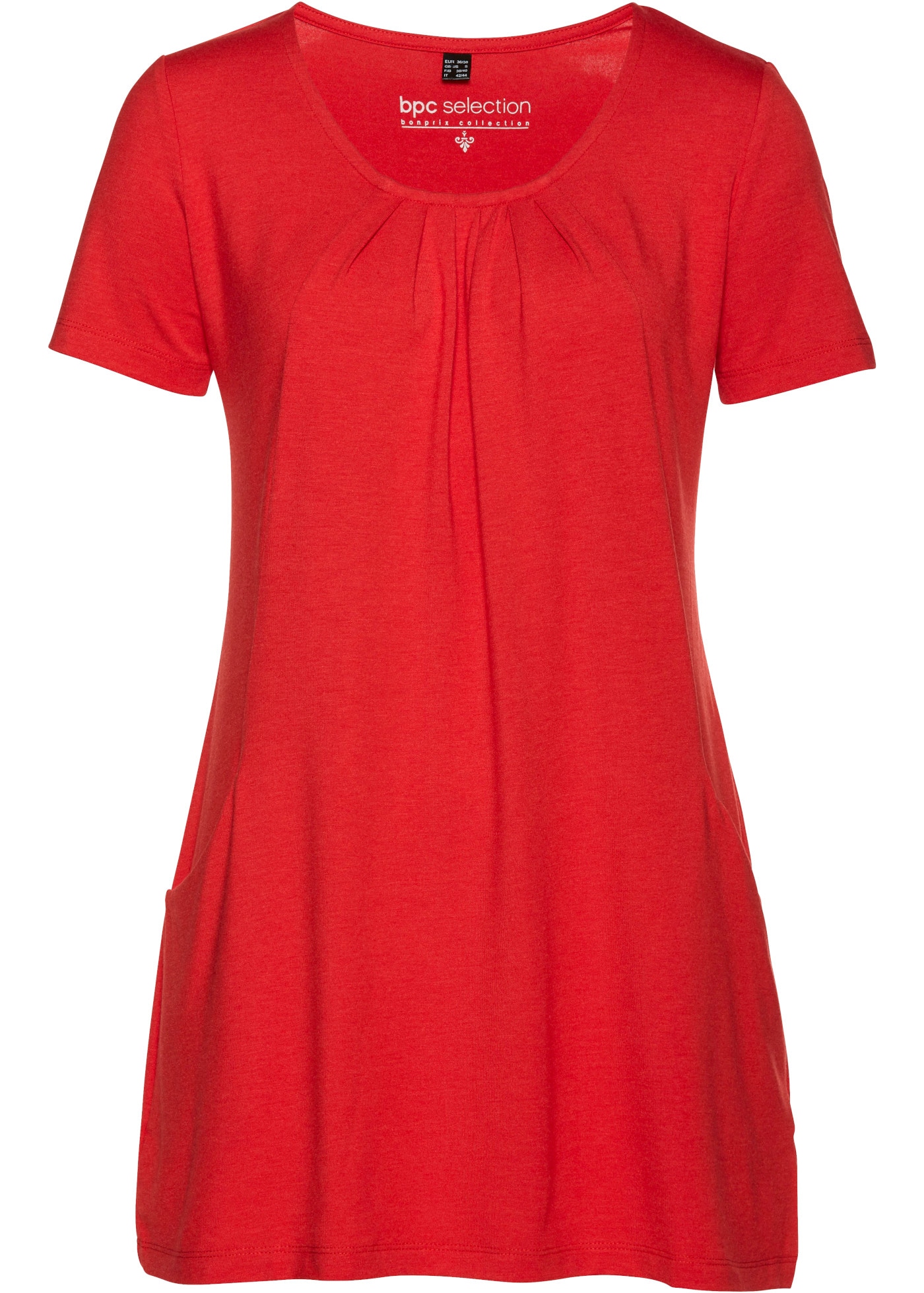bonprix Longshirt figurumspielende Passform, Kurzarm, mit Eingriffstaschen