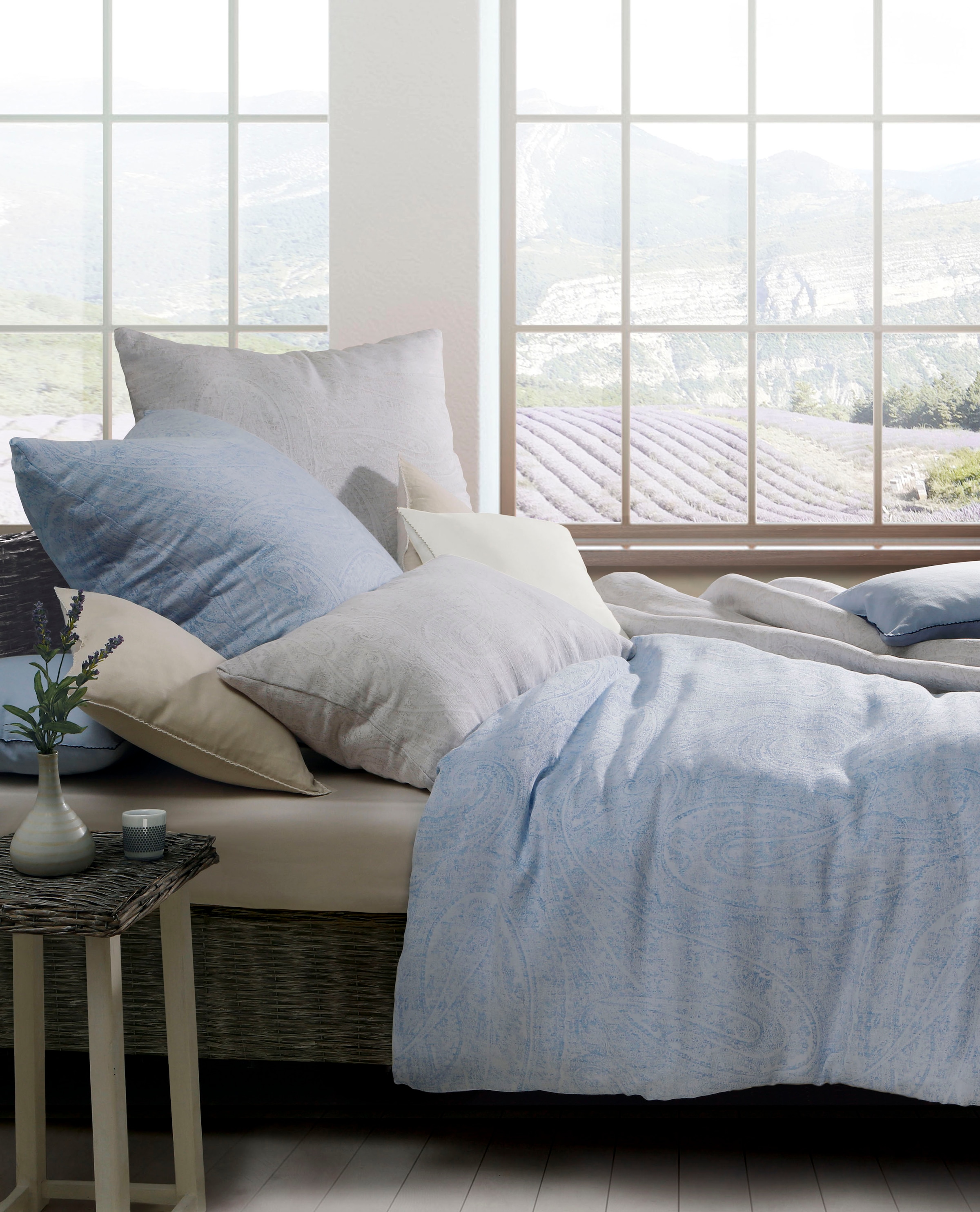 fleuresse Bettwäsche »Provence Prestige 344104« 2 Stk. 70% Baumwolle, 30% Leinen, in Gr. 135x200, 155x220, 200x200cm