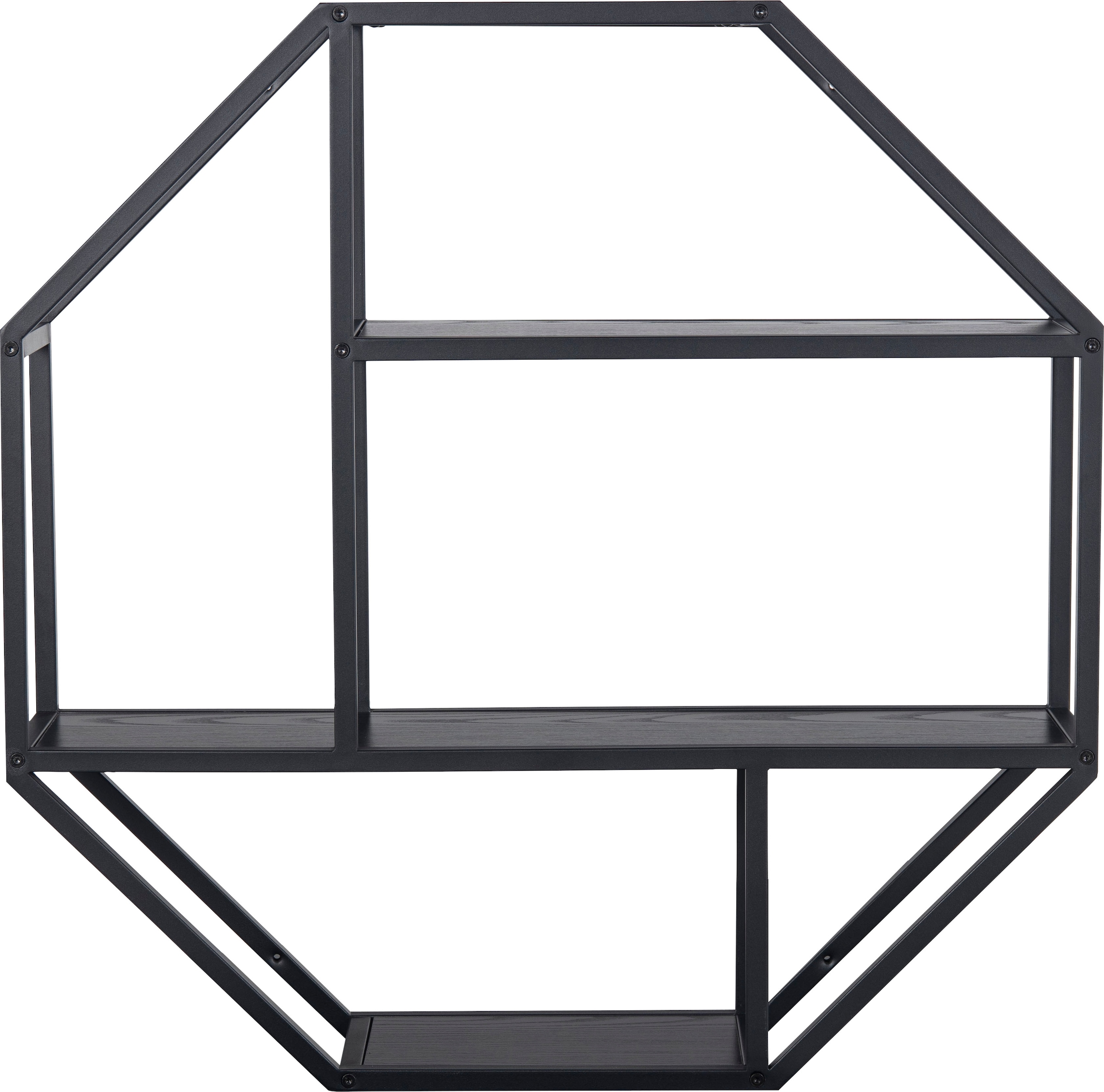 ACTONA GROUP Wandregal Metallgestell, 2 Einlegeböden, Achteckform und asymmetrischen Details