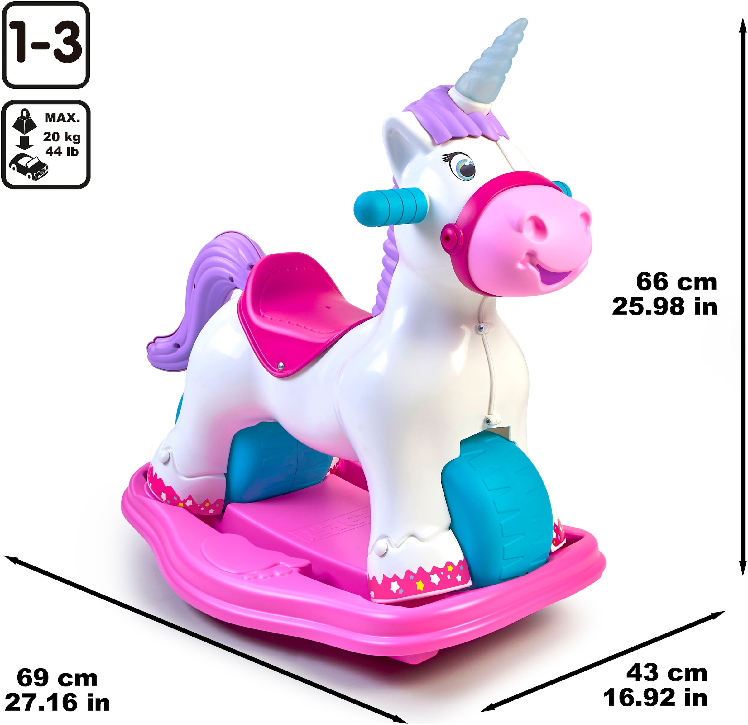 Feber® Schaukeltier »Feber Baby Unicorn 2in1« mit Licht- und Soundeffekt; Made in Europe