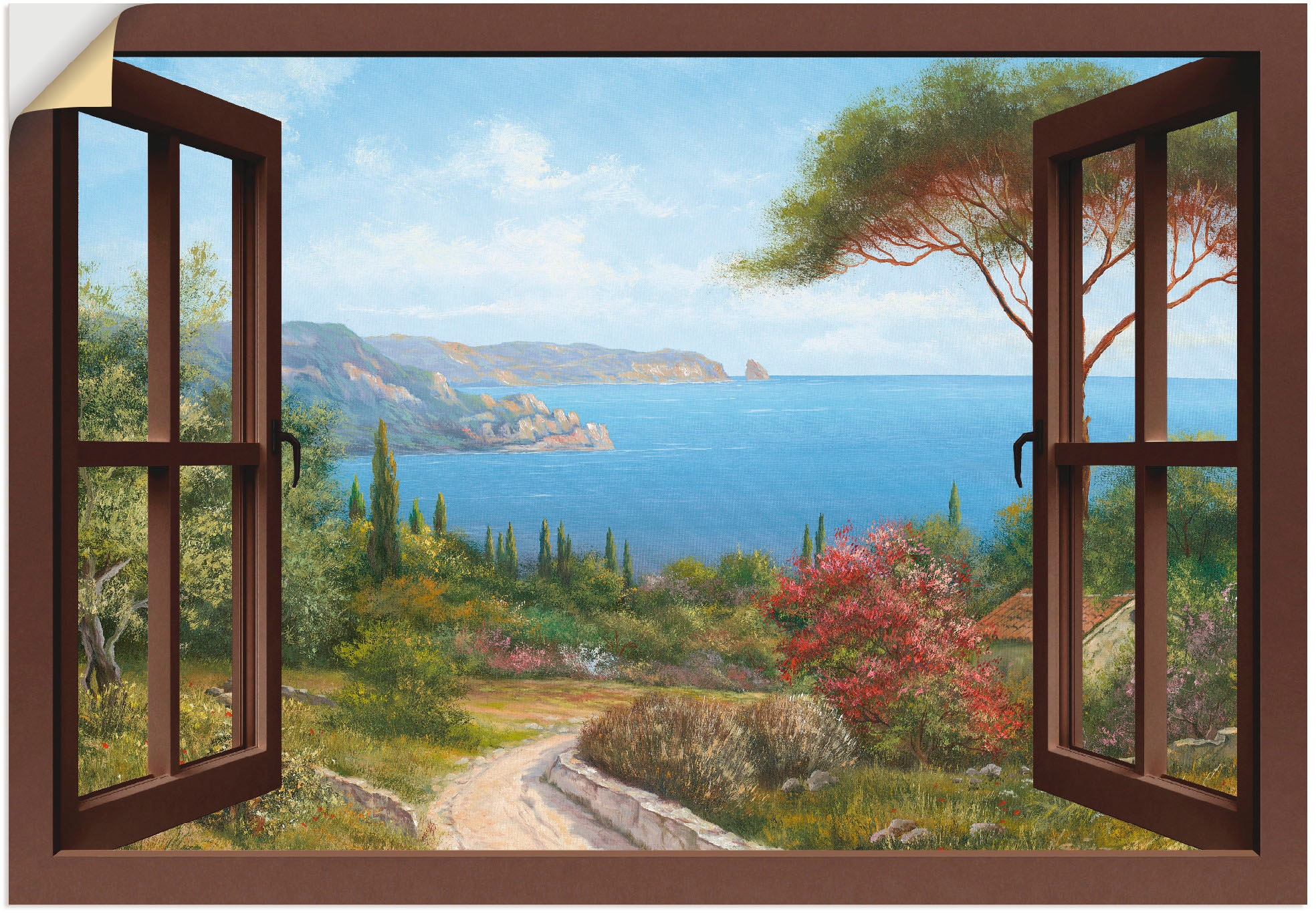 oder als Artland Frühlingsmorgen«, in Leinwandbild, Wandaufkleber Grössen Wandbild (1 »Fensterblick versch. günstig Fensterblick, kaufen St.), Poster