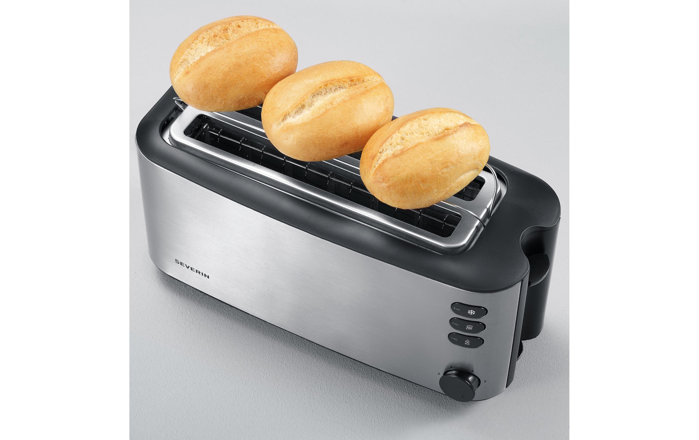 Severin Toaster »Automatik-Langschlitz 2509«, 2 lange Schlitze, für 4 Scheiben, 1400 W, Lieferung mit passendem CH-Fixadapter