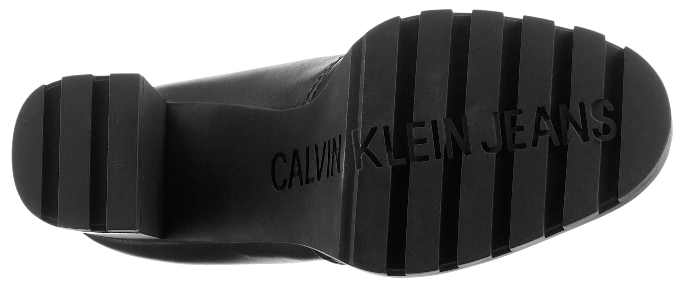 Calvin Klein Jeans High-Heel-Stiefelette »HEEL PLATFORM ZIP BOOT MG NAPPA«, Ankleboots, Stiefelette, Blockabsatz, mit Fersen-Reissverschluss