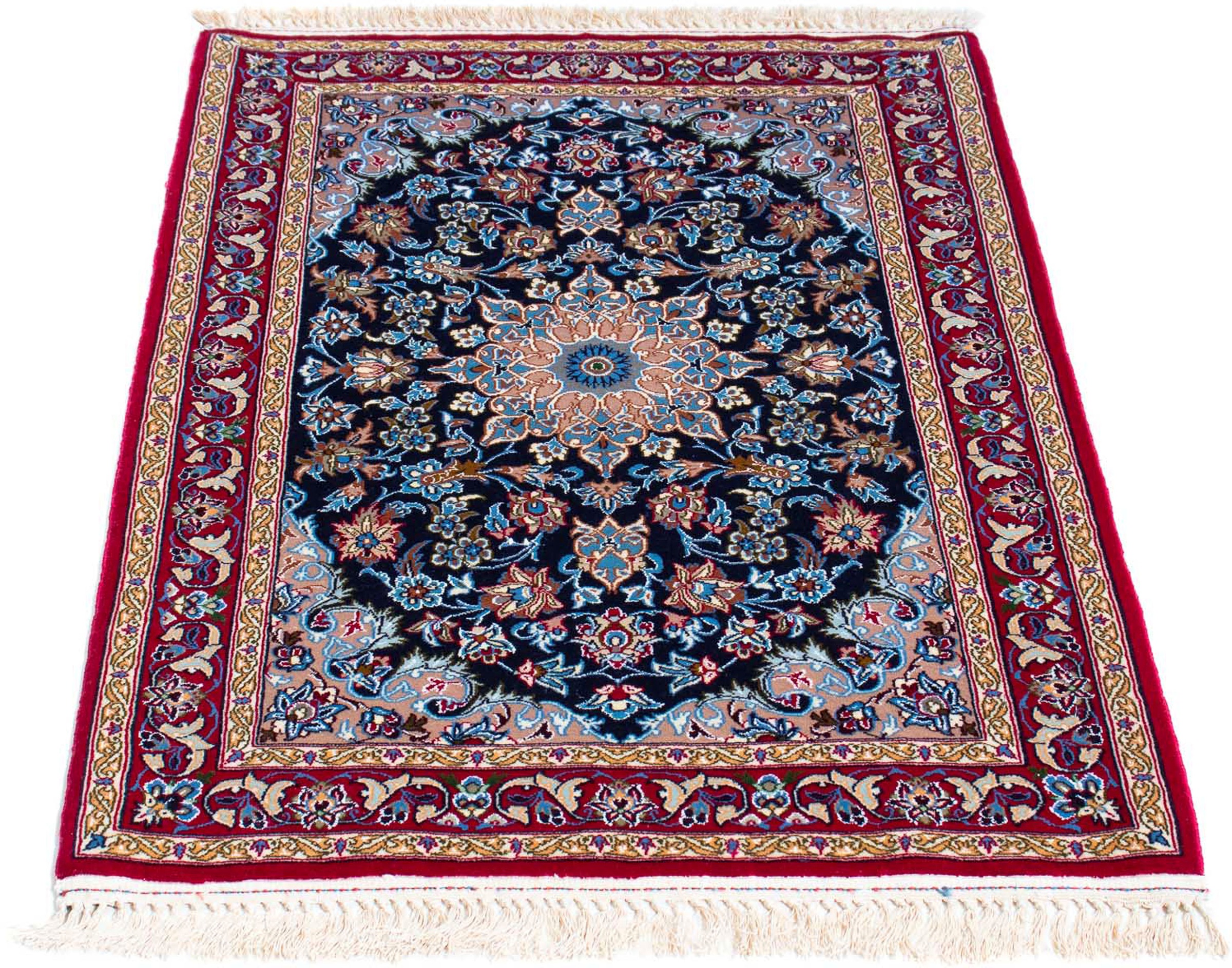 Image of morgenland Orientteppich »Perser - Isfahan - Premium - 104 x 72 cm - dunkelblau«, rechteckig, 6 mm Höhe, Wohnzimmer, Handgeknüpft, Einzelstück mit Zertifikat bei Ackermann Versand Schweiz