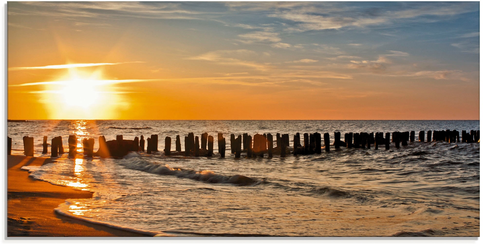 Image of Artland Glasbild "Schöner Sonnenuntergang am Strand" Strand 1 Stk. tlg. in verschiedenen Grössen