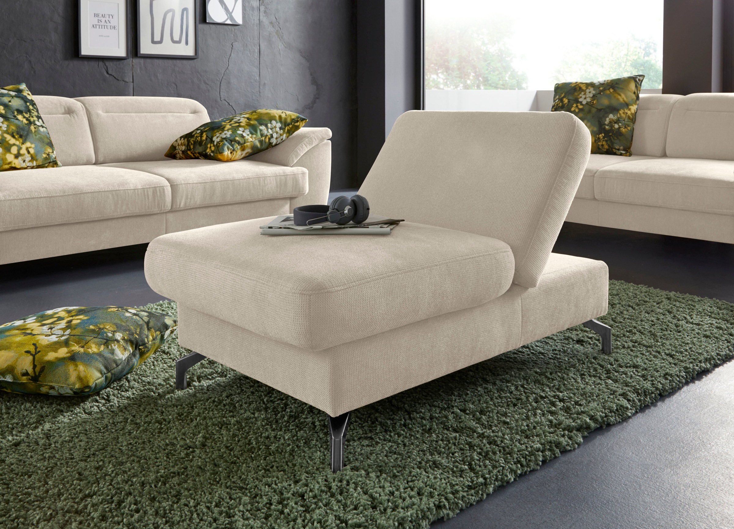 sit&more Hocker »Percy«, Fusshöhe 15cm, mit Klappfunktion, wahlweise in 2 Fussfarben