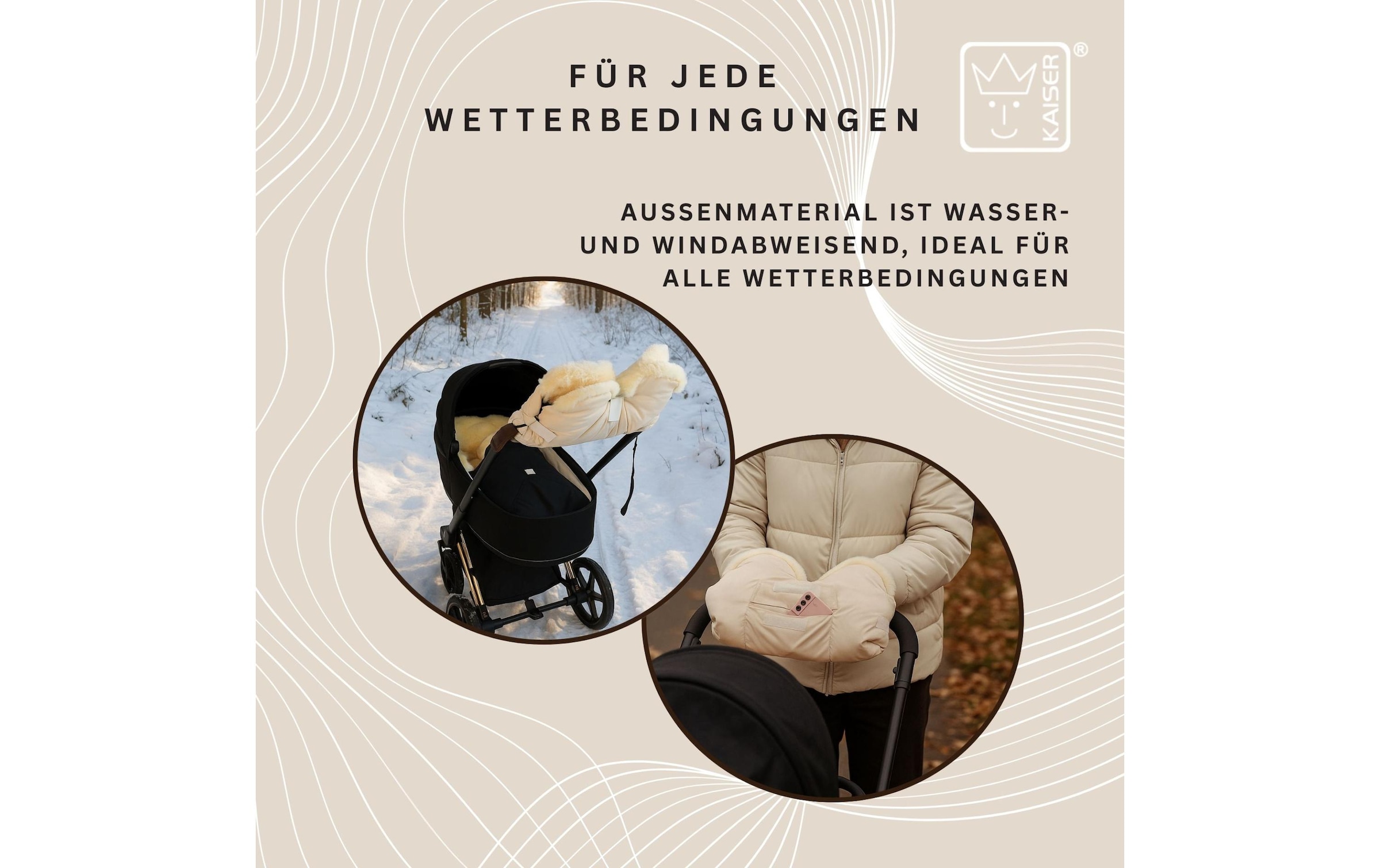 Kaiser Chauffe-mains pour poussette »Lammfell Big Cream«