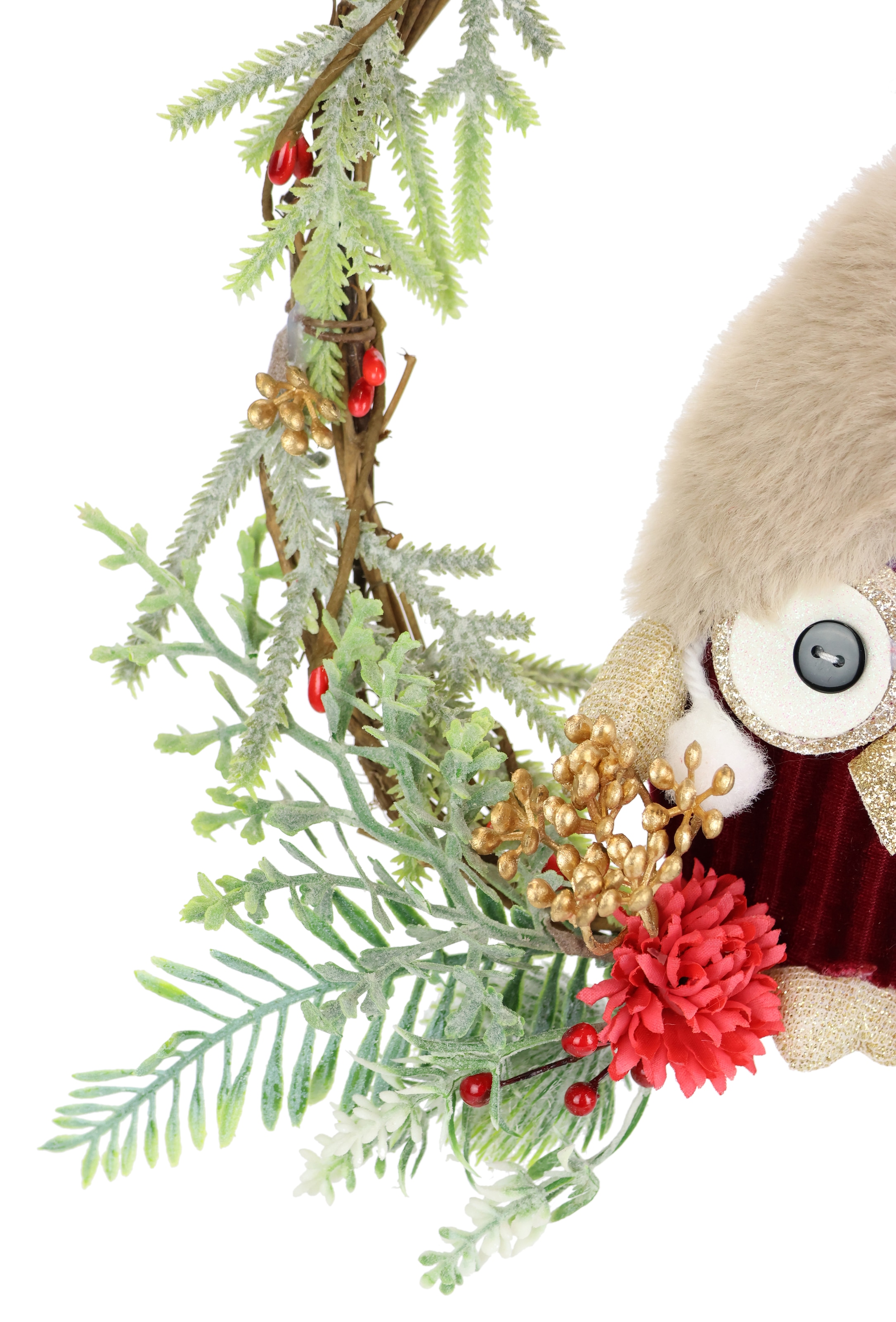 I.GE.A. Kunstkranz »Tannen-Kranz Eule/Beeren/Tanne« Dekorierter Weihnachtskranz Deko Weihnachtsdeko Türkranz Adventskranz